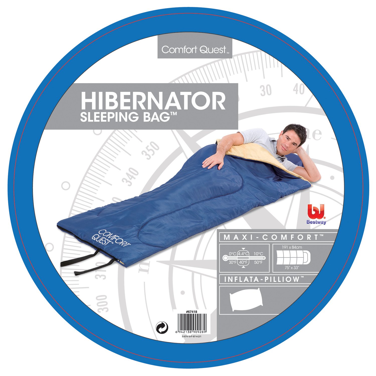 Bestway Comfort Quest Hibernator 4Lb Sleeping Bag - Lightweight & Warm for Camping, Hiking, Backpacking & Outdoor Adventures