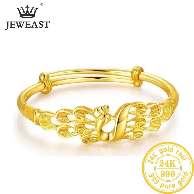 24K Pure Gold Bracelet for Women - 999 Solid Real Gold Bangle with Butterfly Charm - Elegant & Trendy Classic Jewelry Gift for Her - Perfect for Anniversary, Birthday & Special Occasions