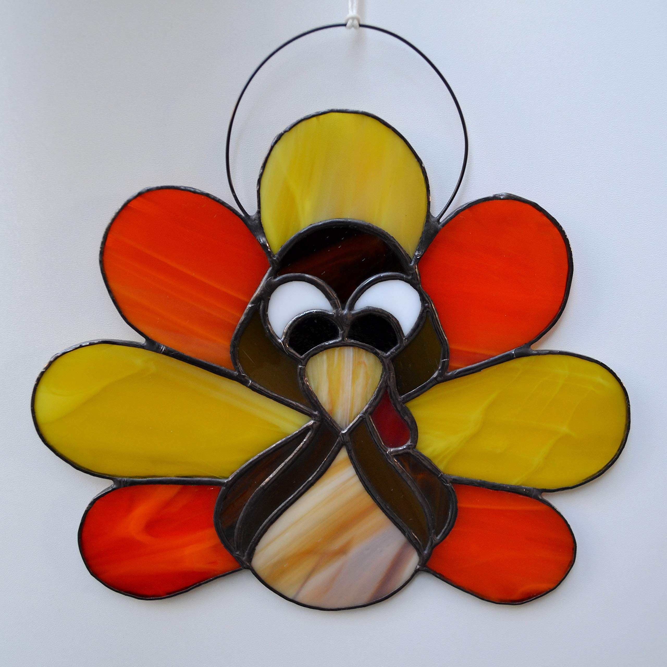 Thanksgiving Turkey Stained Glass Suncatcher - Handmade Window Hanging Decor & Wall Art for Holiday Home Decoration | Perfect for Thanksgiving Decor, Christmas Ornaments, and Seasonal Gift Ideas