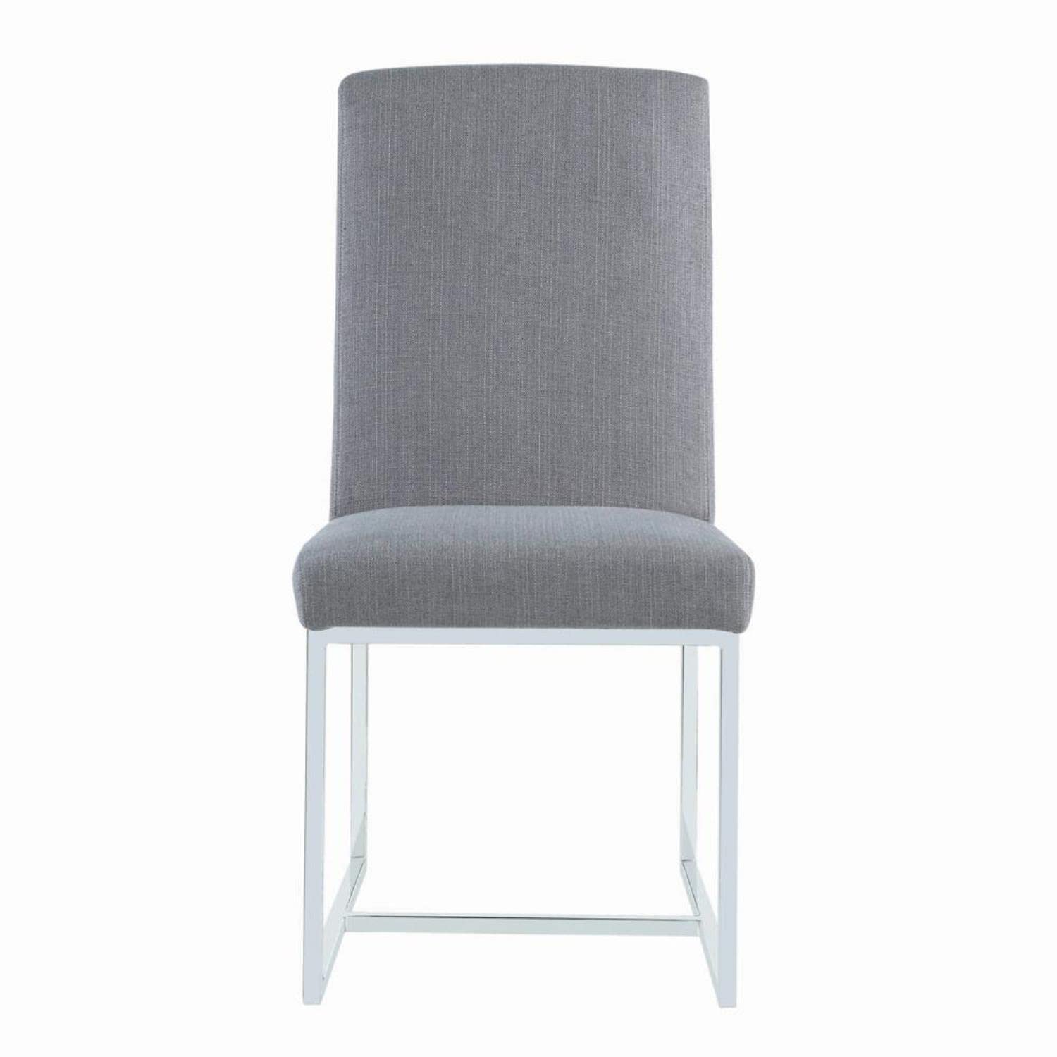 Jackson Floating Dining Chairs Set of 2 - Modern Grey Upholstered Seats with Polished Chrome Legs - Perfect for Kitchen, Dining Room, and Small Space Decor