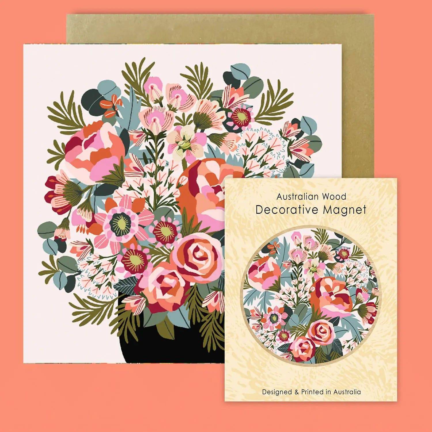 Elegant Roses & Peonies Magnetic Card Set - Perfect for Gifts, Home Decor, and Wedding Invitations
