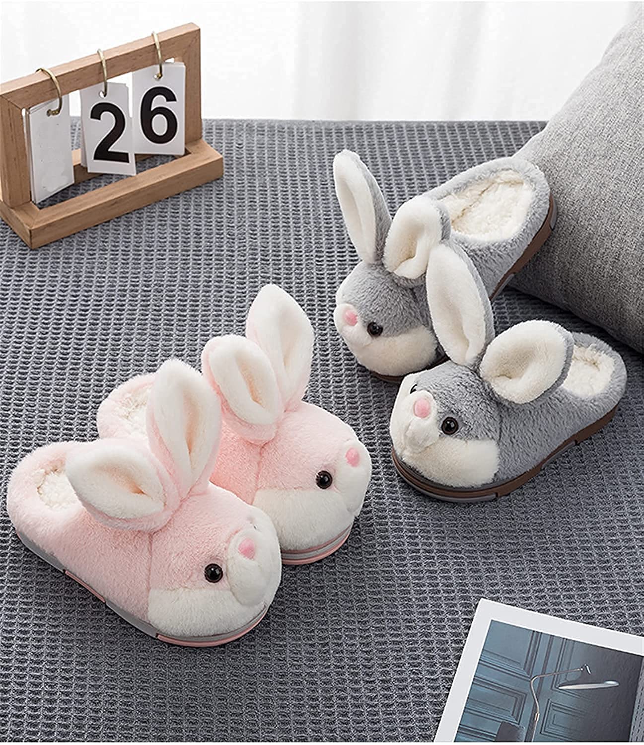 Cozy Fuzzy Bunny Slippers for Women & Girls - Warm Plush Animal House Slippers for Winter - Soft Pink Indoor/Outdoor Home Shoes - Perfect for Bedroom, Lounge & Gift Giving