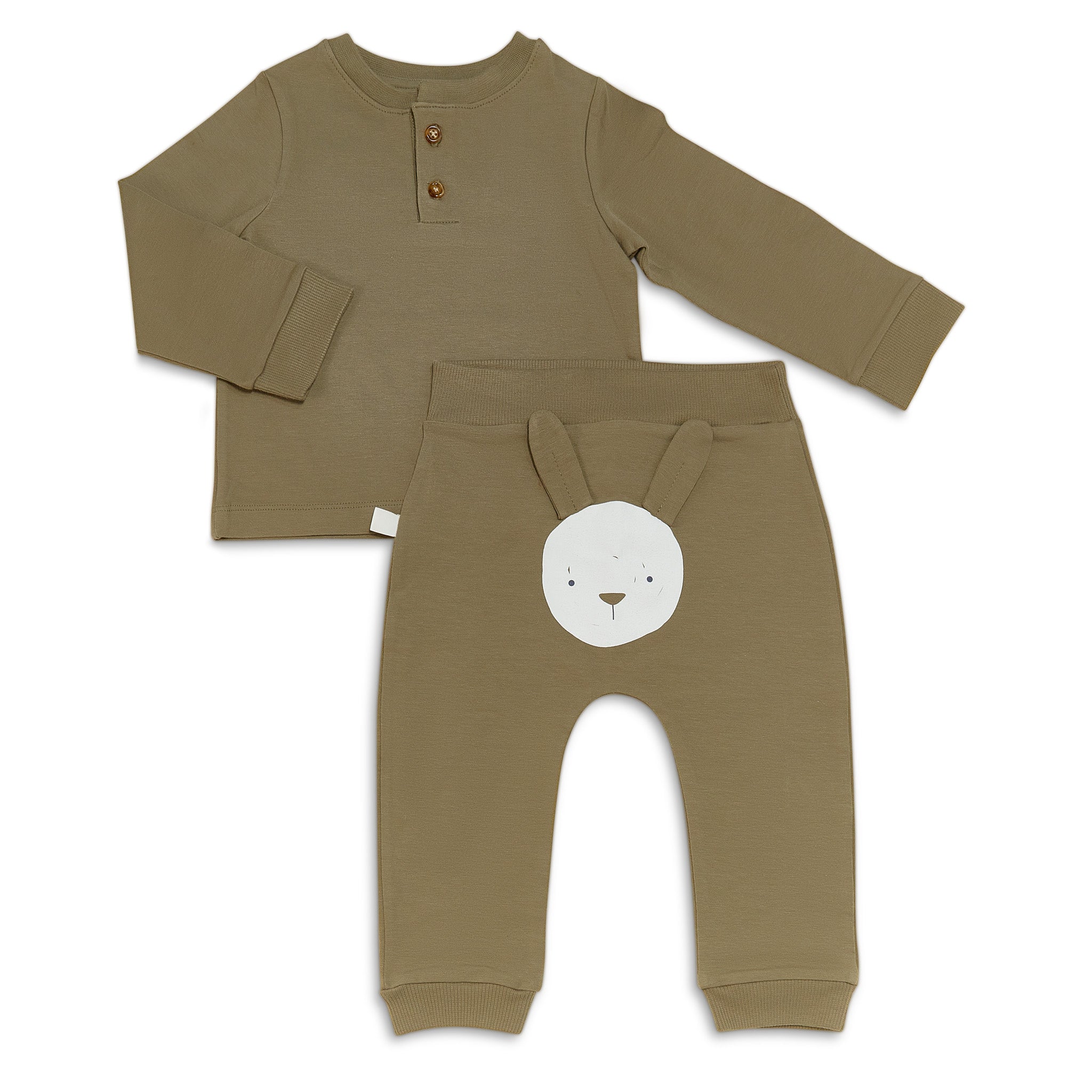 Organic Long Sleeve Bunny Pajama Set for Baby Girls - Soft Cotton Sleepwear with Cute Animal Print - Perfect for Nursery, Bedtime & Photo Shoots