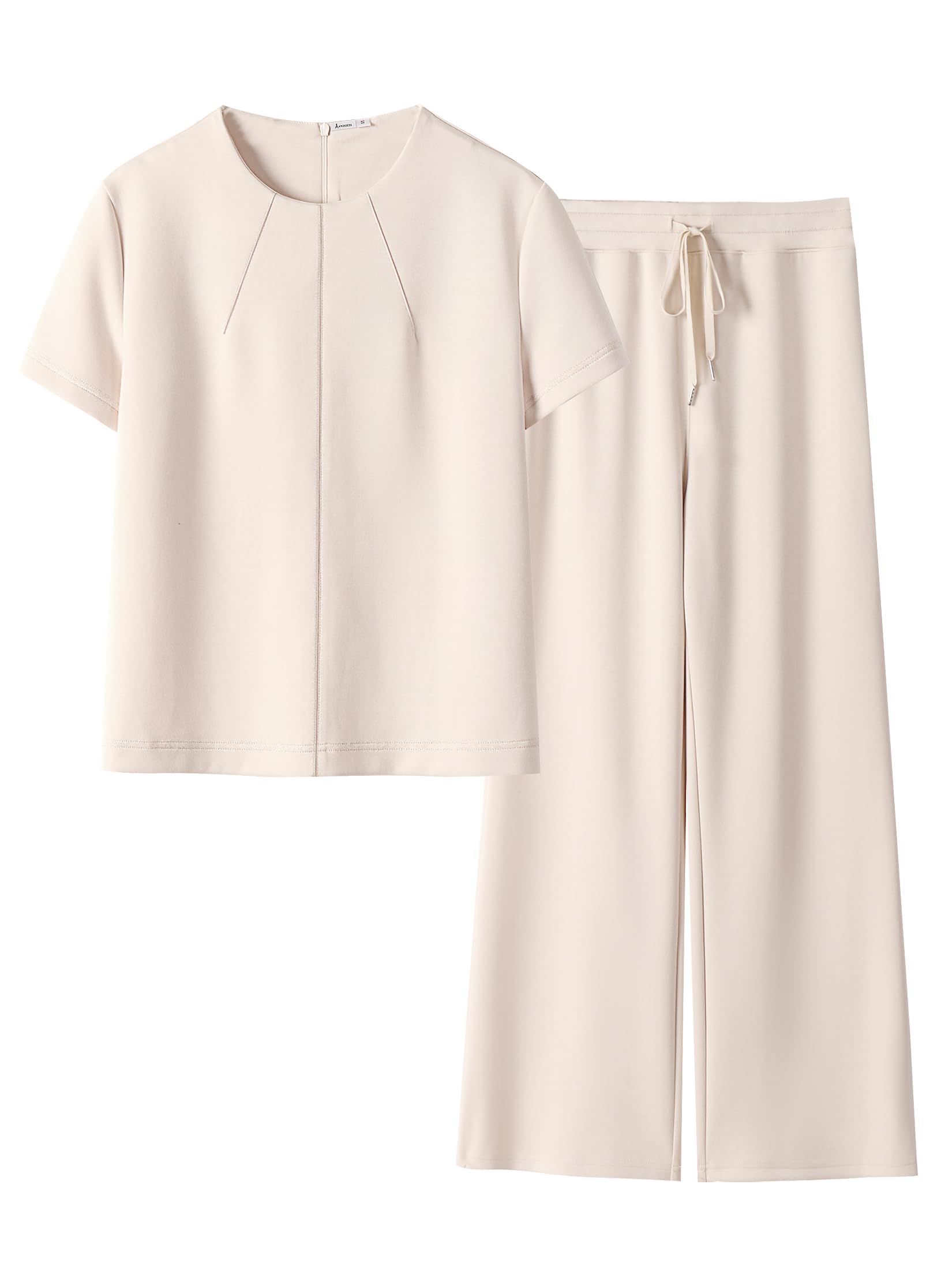 ANRABESS Women's 2-Piece Summer Lounge Set - Short Sleeve Top & Wide Leg Pants Sweatsuit Outfit | Casual Tracksuit for Women | Perfect for Home, Yoga, Travel & Relaxation