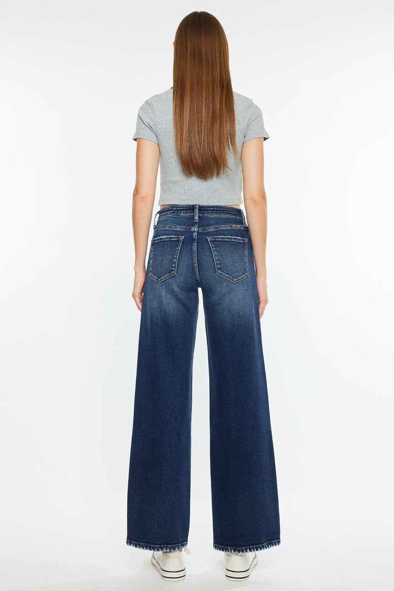 Dania Essentials High Rise Wide Leg Jeans for Women - Comfortable Stretch Denim Pants with Flared Fit | Perfect for Casual Outfits, Office Wear & Weekend Looks