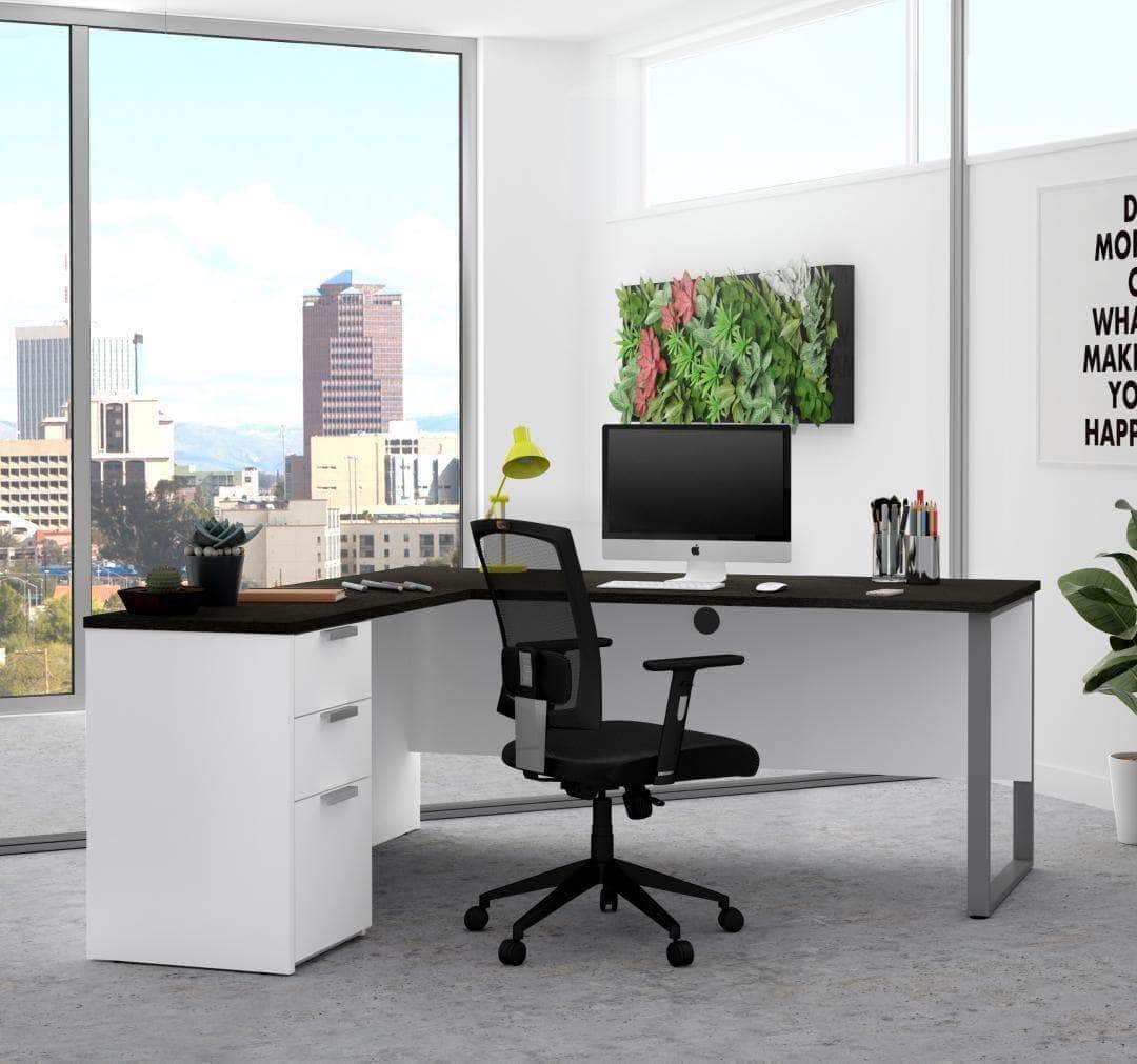 Pro Concept Plus Open Side L-Shaped Desk with Pedestal - Modern Home Office & Gaming Desk for Small Spaces - Perfect for Work, Study, and Remote Learning