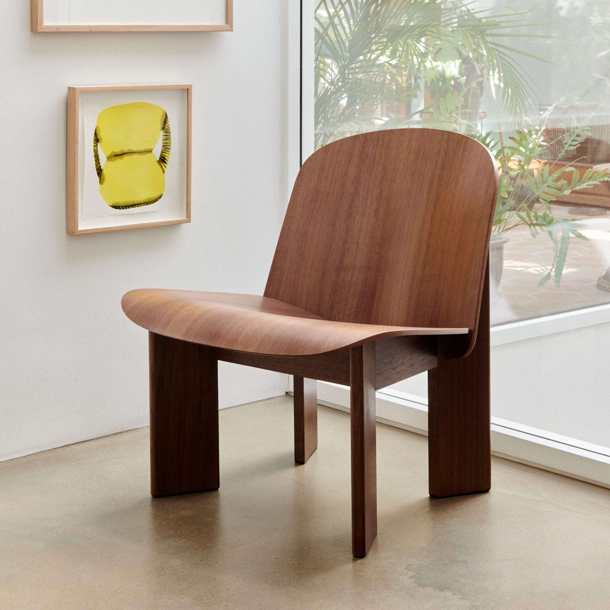 HAY Chisel Lounge Chair - Lacquered Walnut Wood Modern Accent Chair | Comfortable Seating for Living Room, Office & Lounge Areas