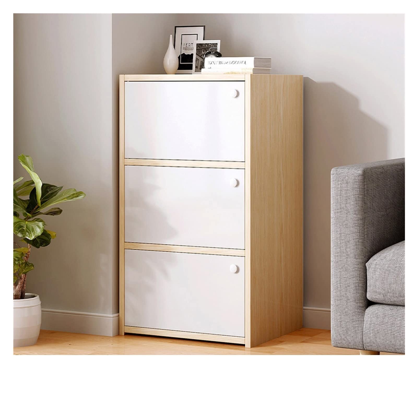 JUN-STORE Corner Floor Standing Shelf - 40x24x77cm Vertical Lattice Bookcase Cabinet for Living Room, Bedroom, Office - Space Saving Storage Organizer for Books, Decor & Essentials (Color: A)