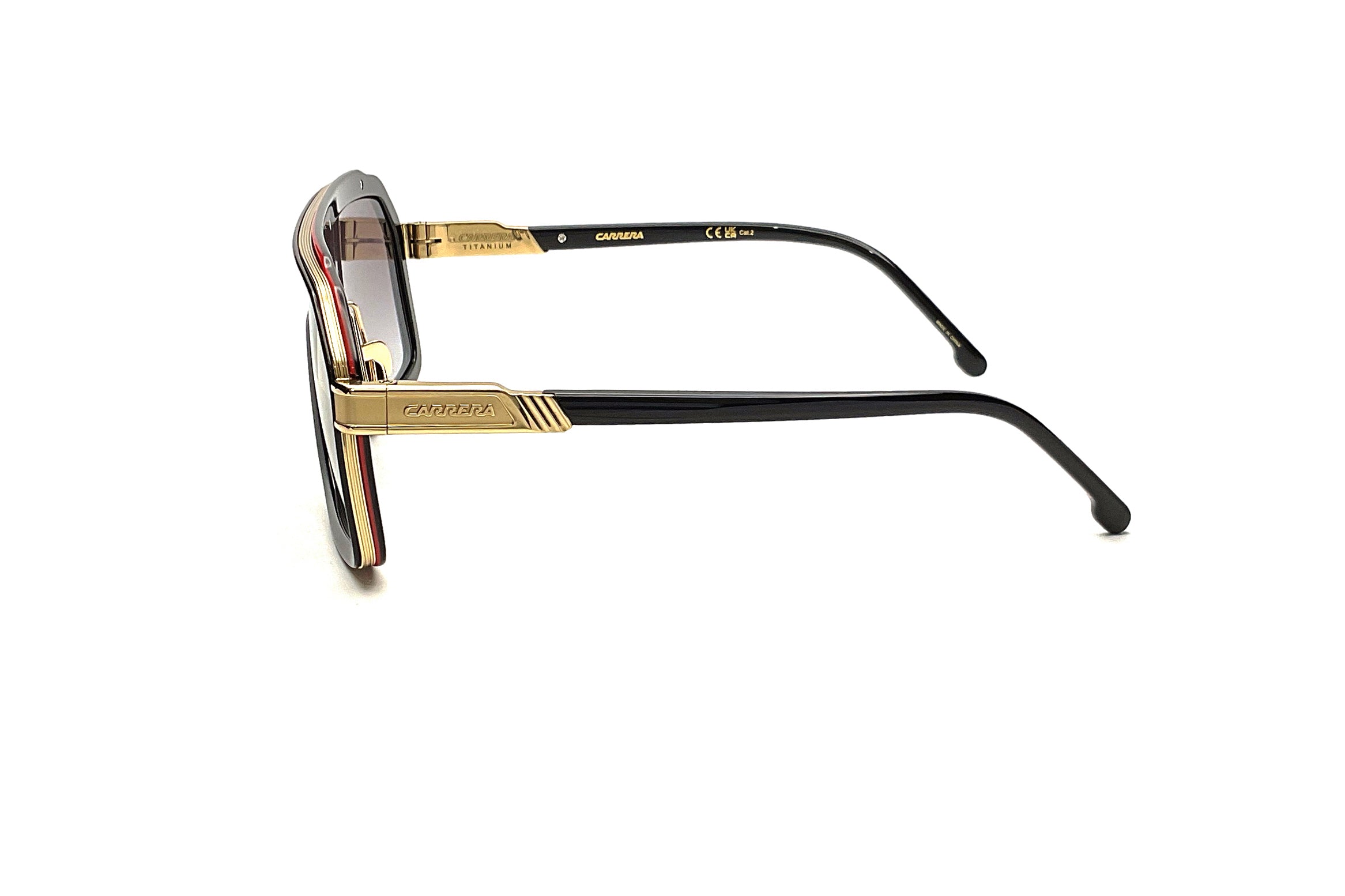 Carrera CA 1053 Sunglasses - Black & Red Aviator Style for Men & Women - Perfect for Driving, Outdoor Sports & Fashion Accessories