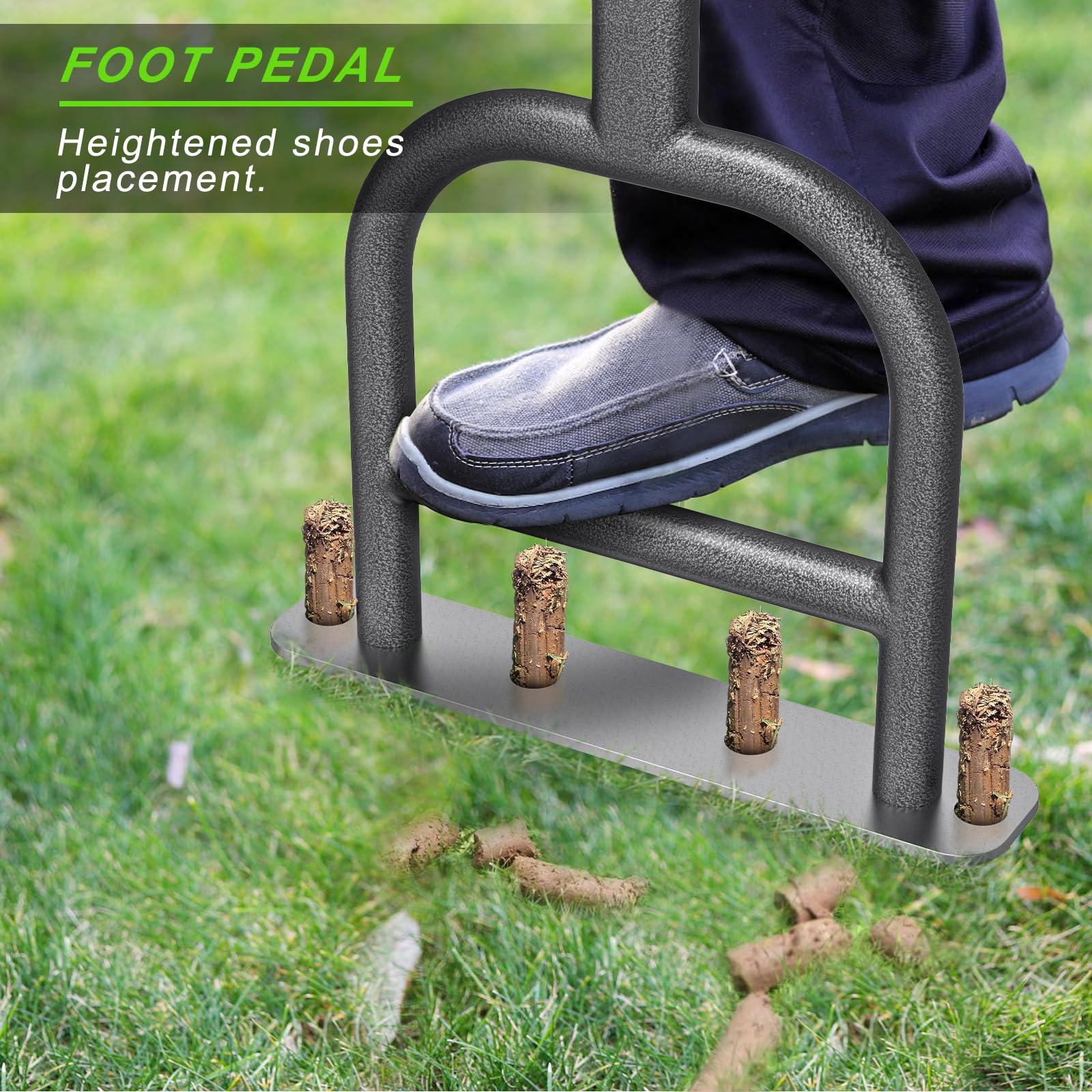 Dolibest Manual Lawn Coring Aerator Tool - 4 Stainless Steel Corer Plug with Soft Rubber Grip for Soil Aeration, Grass Health & Garden Maintenance - Perfect for Lawn Care, Yard Improvement & Soil Loosening