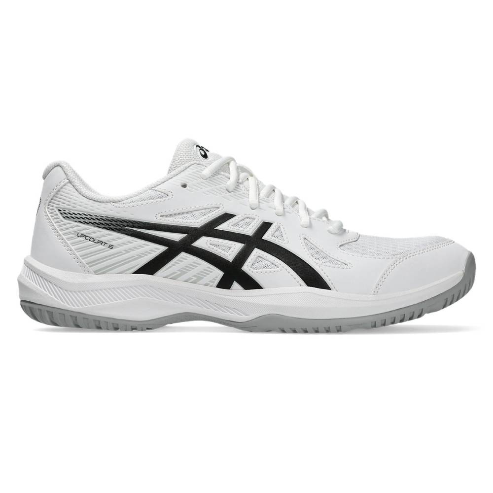 ASICS Upcourt 6 Men's Indoor Court Shoes - White/Black - Volleyball, Badminton & Squash Shoes for Gym & Sports Performance