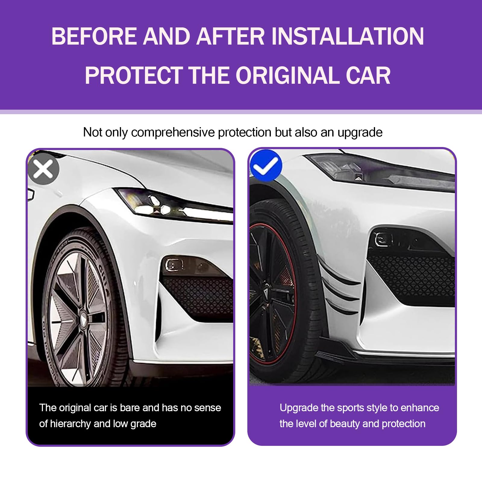 6 PCS Universal Car Spoiler Canards Kit - Self-Adhesive Front Bumper Lip Splitter & Anti-Collision Strip - Auto Exterior Soft Fins for Enhanced Aerodynamics & Style (Fits Most Vehicles) - Perfect for Street Racing, Car Shows & Performance Upgrades