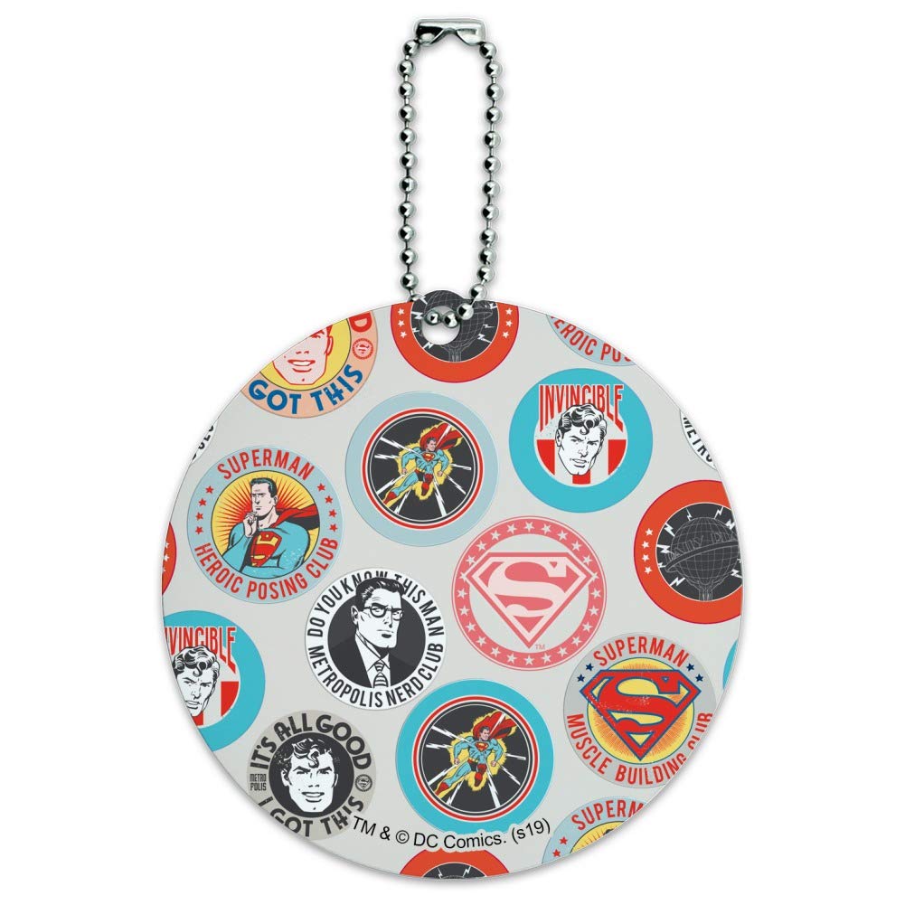 Superman Logo Round Luggage ID Tag - Personalized Suitcase Name Tag for Travel Bags & Carry-Ons | Durable & Stylish Identification for Airports, Business Trips & Vacations
