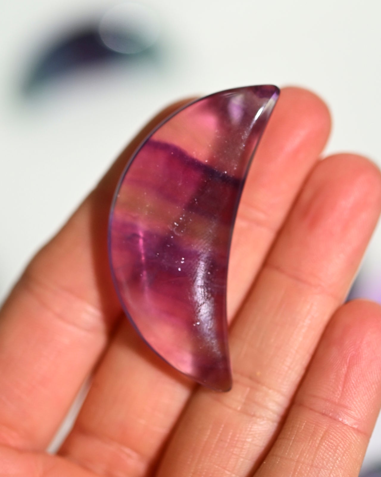 Mini Rainbow Fluorite Moon Crystal - Healing Stone for Meditation, Chakra Balancing & Spiritual Growth | Perfect for Home Decor, Jewelry Making & Gift Giving