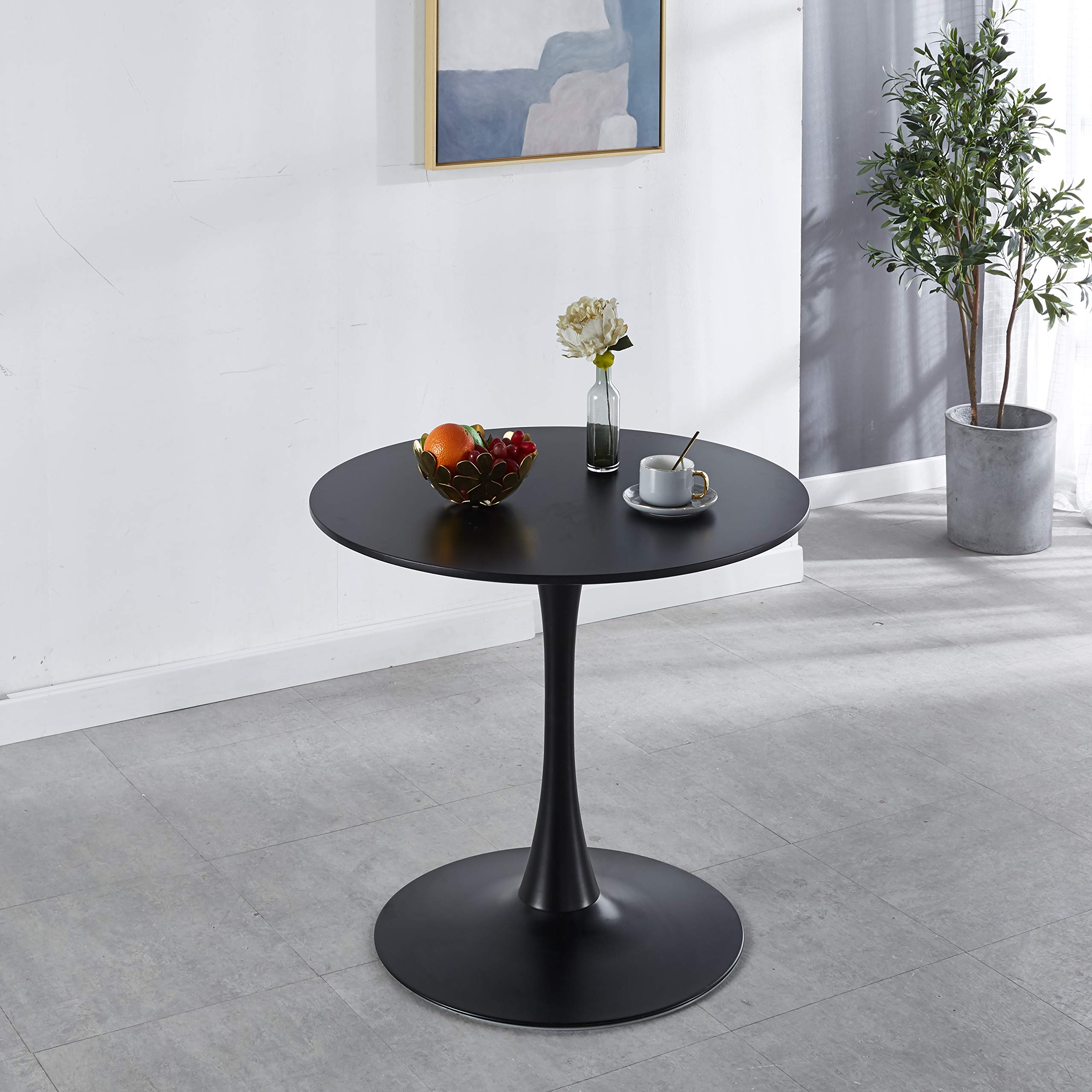 Modern Round Dining Table 31.5 Inch - Small Kitchen Table with Sturdy Metal Legs for Small Spaces - Perfect for Living Room, Bedroom, Library - Supports 220 Lbs - Ideal for Apartments, Breakfast Nooks & Cozy Dining Areas