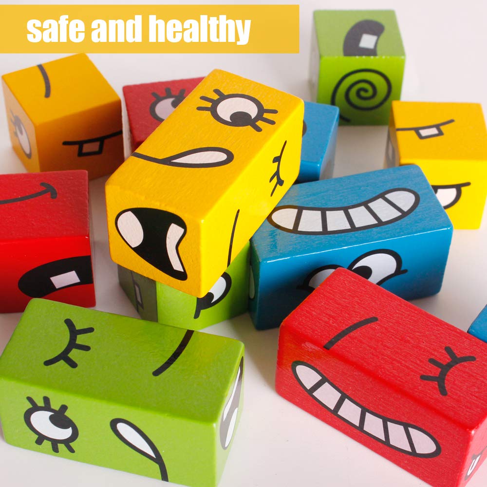 Wooden Matching Block Puzzles - Montessori Educational Building Cubes Toy for Kids Ages 3+ | STEM Learning Board Games for Preschool & Kindergarten Classroom