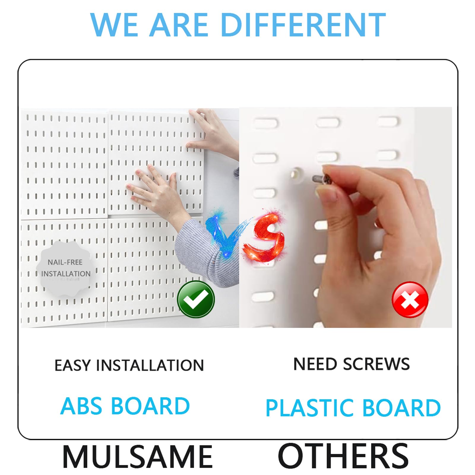 MULSAME Pegboard Combination Kit - 4 Wall Mounted Pegboards & 14 Accessories for Home, Garage, and Office Organization - Black 22