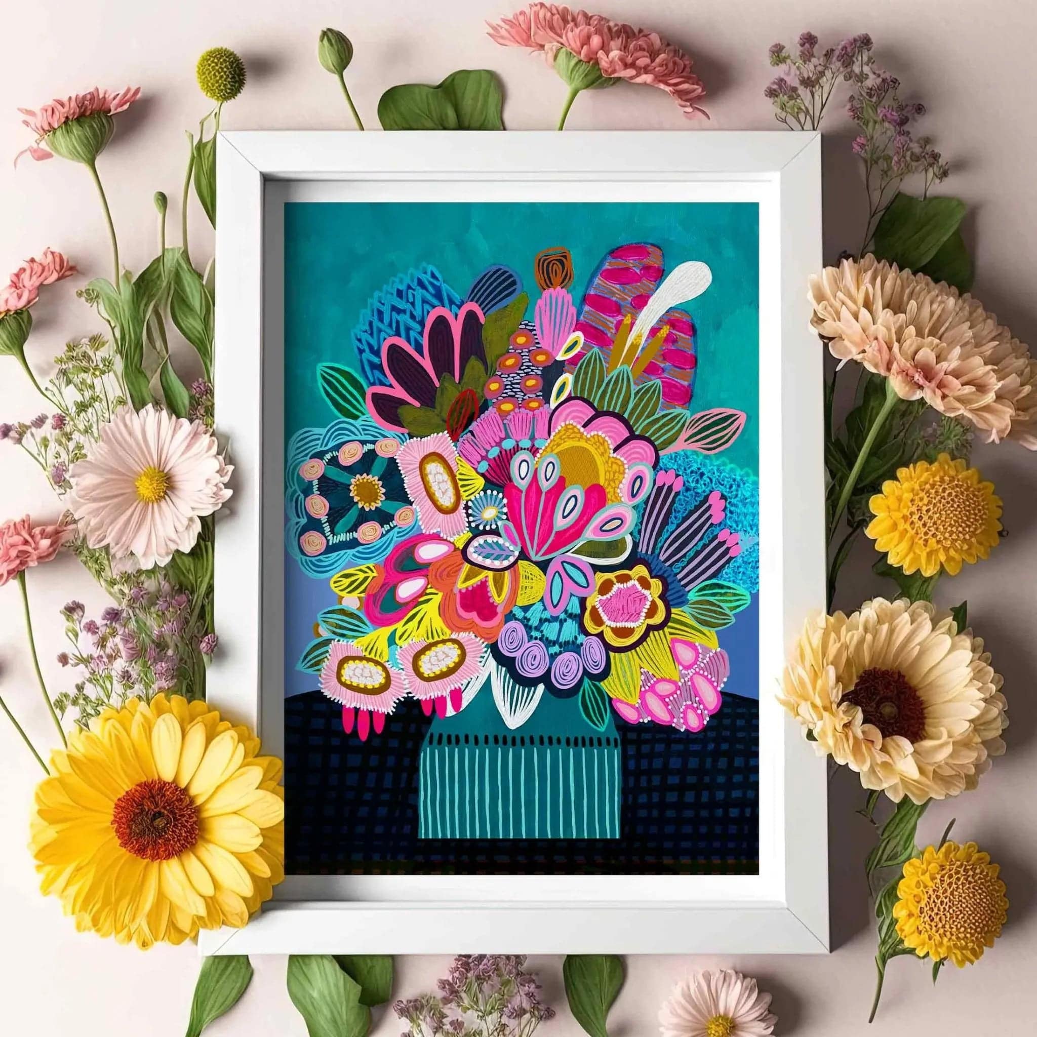 Botanica Stupenda Modern Wall Art Print - Framed Botanical Decor for Living Room, Bedroom & Office - Perfect Home Decor Gift Idea
