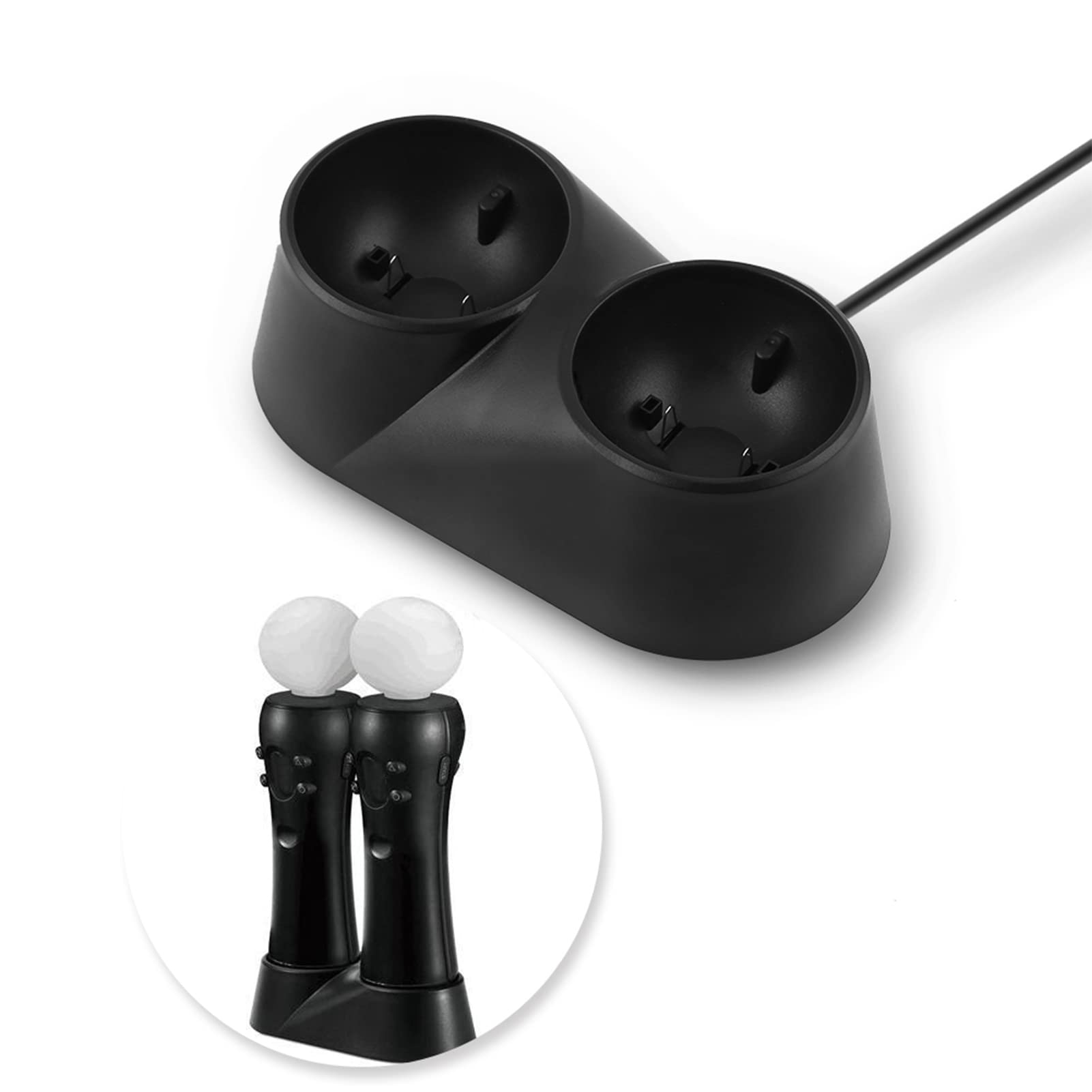 PS4 VR Move Controller Charging Station - Fast Dual USB Charger Dock for PlayStation 4 with Mini Stand & USB Cable - Compatible with Move Motion Controllers & VR Accessories - Perfect for Gaming, Virtual Reality Sessions & Multiplayer Setups