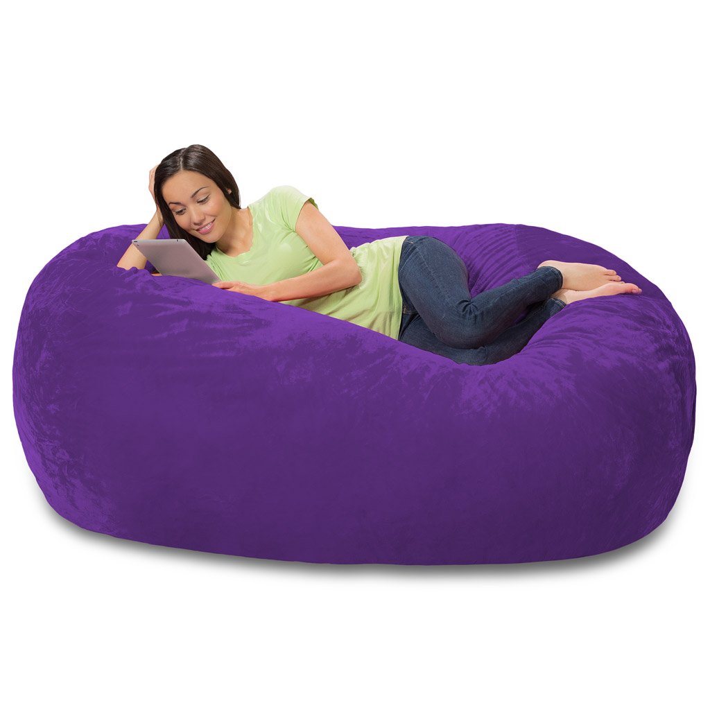 Comfortable Memory Foam Bean Bag Chair - Soft Purple Furry Lounger for Adults & Teens | Perfect for Gaming, Reading & Relaxing in Bedroom or Living Room