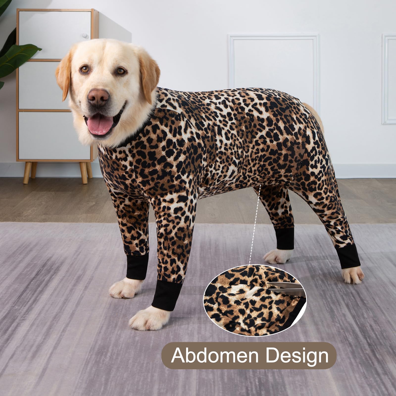 Post-Surgery Recovery Suit for Large & Medium Dogs - Soft, Breathable Anti-Licking Dog Onesie | E-Collar & Cone Alternative | Full Body Pet Bodysuit for Wound Protection & Hair Loss Prevention (2XL, Leopard Print) - Ideal for Post-Op Care, Spay/Neuter Recovery & Skin Protection