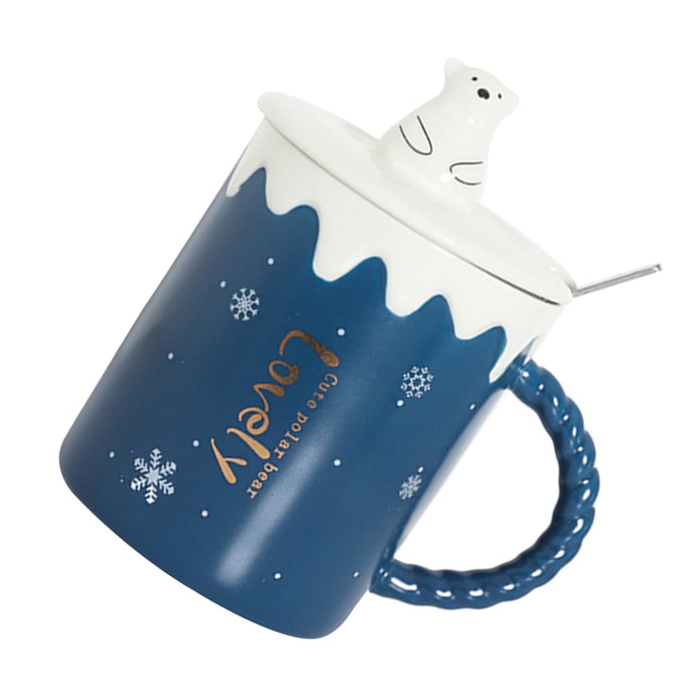 Ceramic Bear Coffee Mug with Lid & Spoon - Cute Insulated Tea Cup for Hot & Cold Drinks - Perfect for Home, Office, and Gift Giving