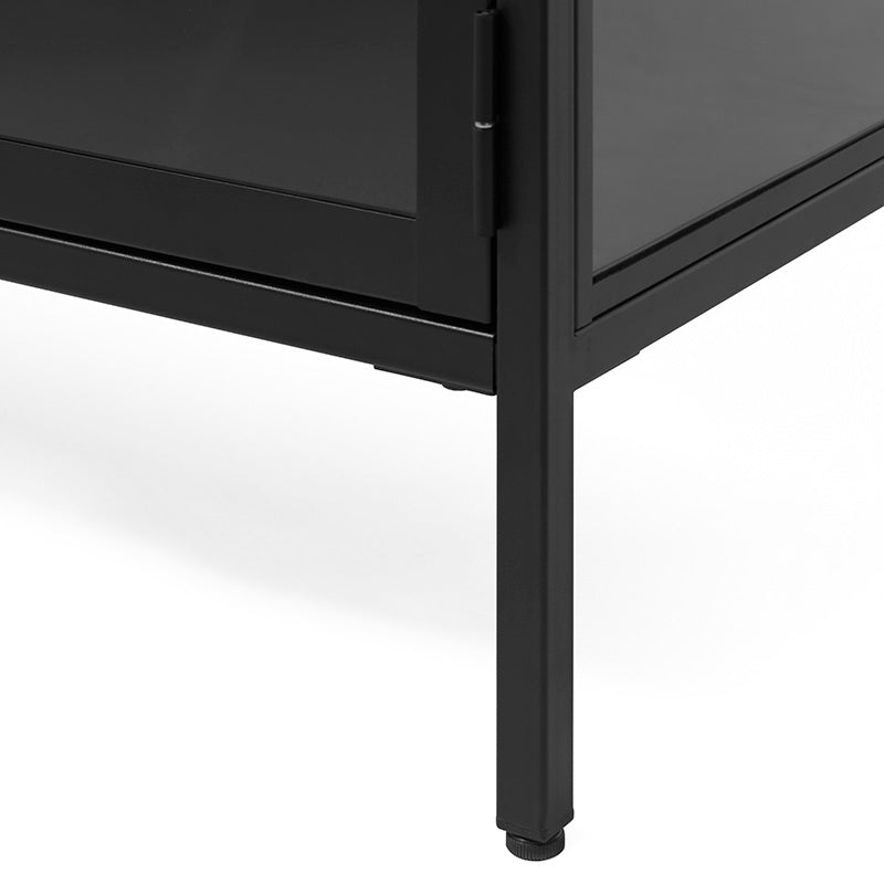 Black CARMEL 2 Door Glass Display Cabinet 90x190cm - Perfect for Showcasing Collectibles, China & Home Decor in Living Room or Office