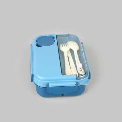 Bento Tek 44 oz Blue Lunch Box - BPA Free, Microwave Safe, Includes Utensils - 9 x 6.5 x 3.25 Inches - Pack of 10 - Perfect for School, Work, Picnics & Meal Prep
