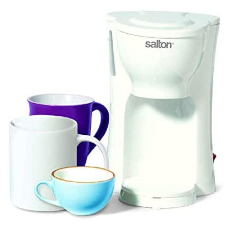 SALTON 1 Cup Mini Compact Drip Coffee Maker with Reusable Mesh Filter - Perfect for Office, Dorm, Travel & Small Spaces | FC1026