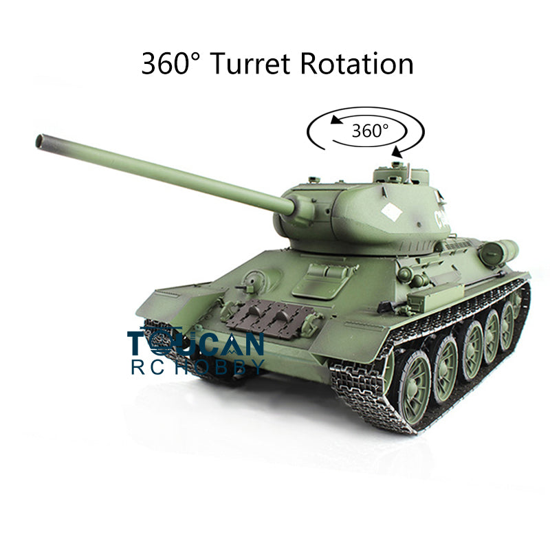 2.4GHz Henglong 1:16 Scale Soviet T34-85 RTR RC Tank Model - 360° Rotating Turret, Full Function Radio Control, Ready-to-Run Plastic Version (Perfect for Military Enthusiasts, RC Hobbyists & Historical Battle Reenactments)