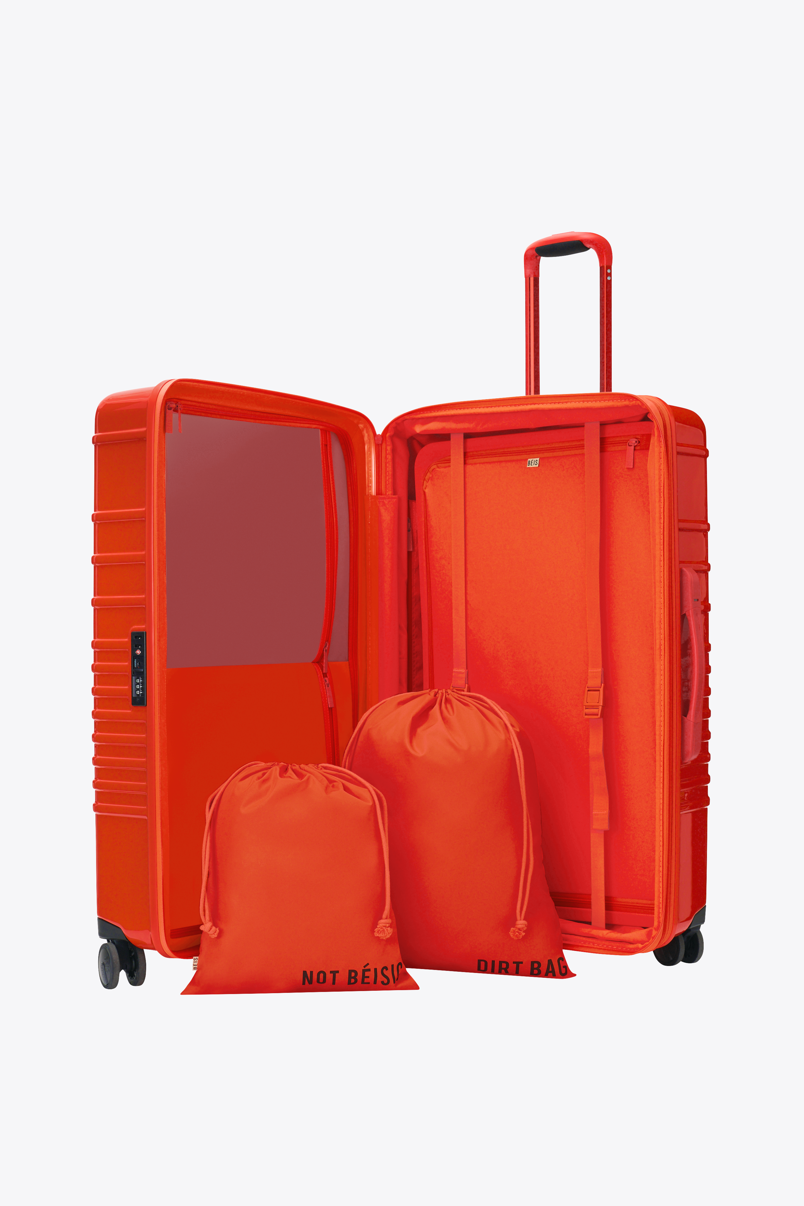 Large Check-In Roller Suitcase with Glossy Flame Design - Perfect for Travel, Business Trips & Vacations