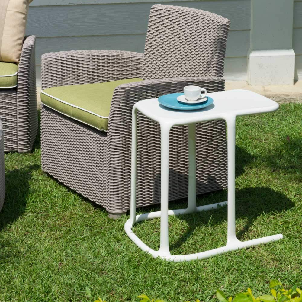 Lagoon Uno Brown Patio Side Table Set of 2 - Outdoor Furniture for Garden, Deck, Poolside & Patio Decor