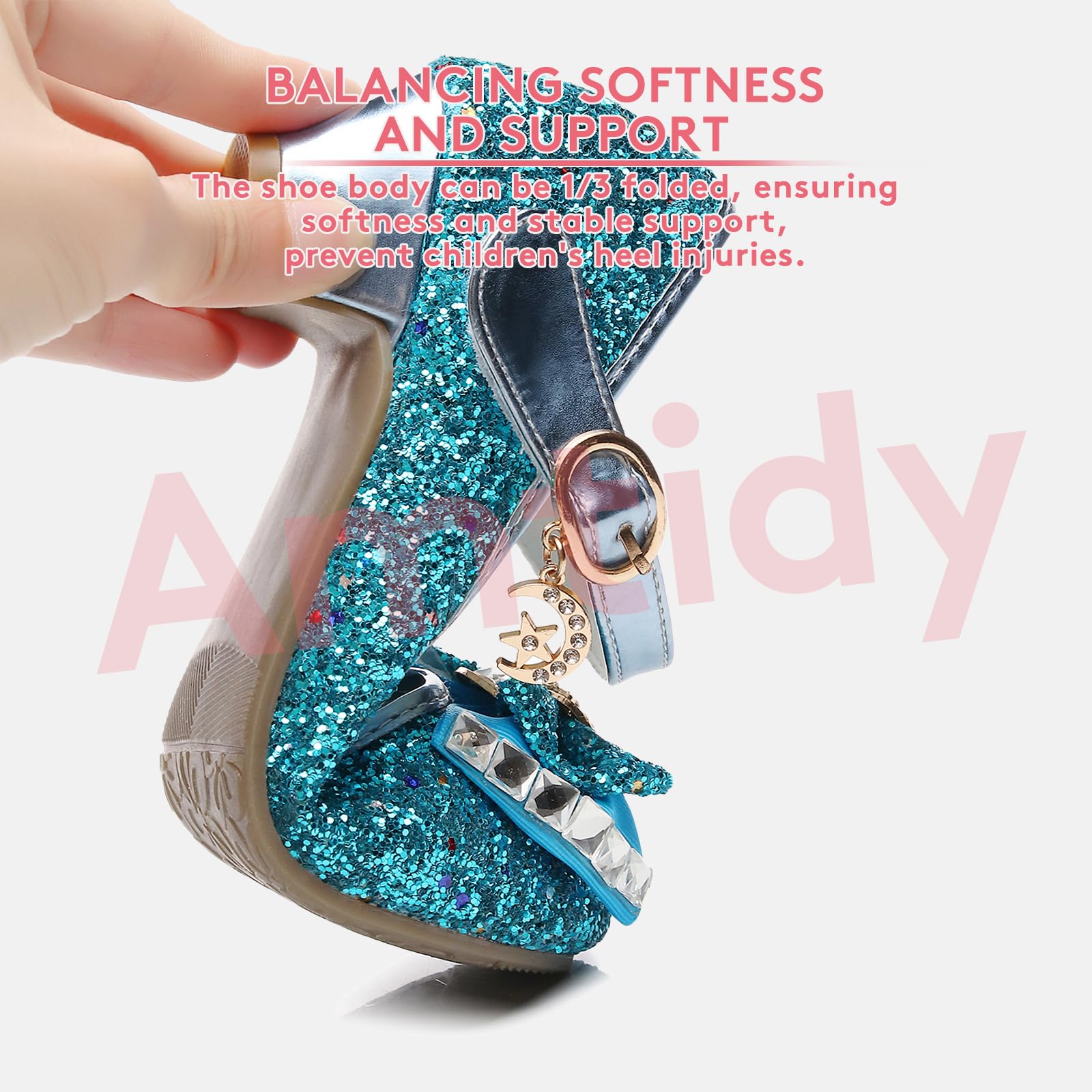 Sparkly Girls Mary Jane Dress Shoes for Weddings, Parties & Bridesmaids - Princess Heels for Special Occasions & Formal Events