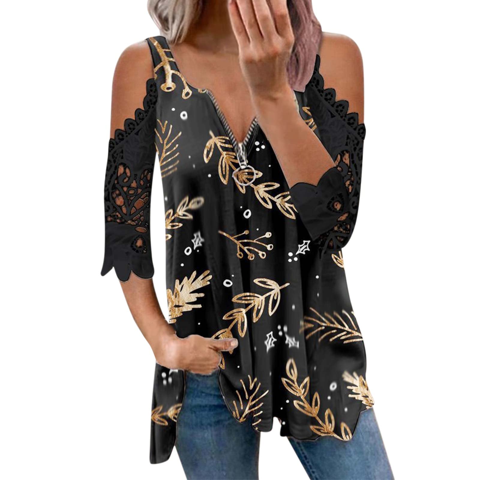 Women's Loose Fit Summer Print Short Sleeve Cold Shoulder Athletic Tank Tops - Breathable Casual & Workout Tops for Gym, Running, Yoga, and Beach Wear