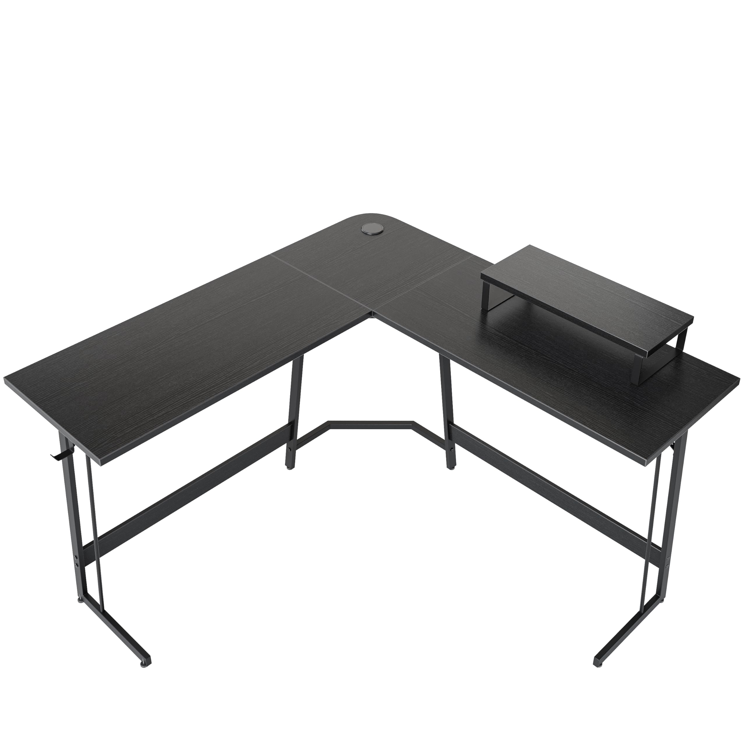 CubiCubi 47 Inch L-Shaped Gaming Desk with Monitor Stand - Sturdy Corner Computer Desk for Home Office, Gaming & Writing Workstation - Black | Perfect for Small Spaces & Multi-Monitor Setups