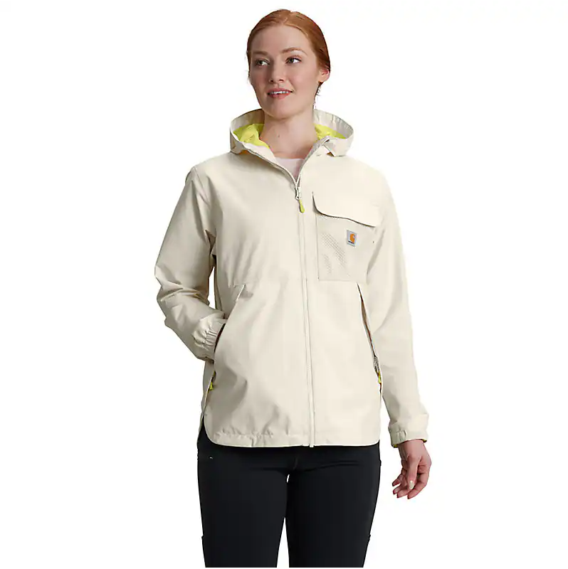 Women's Lightweight Waterproof Hooded Packable Jacket - Storm Defender® Loose Fit Windbreaker for Hiking, Travel & Outdoor Activities (Chalk)
