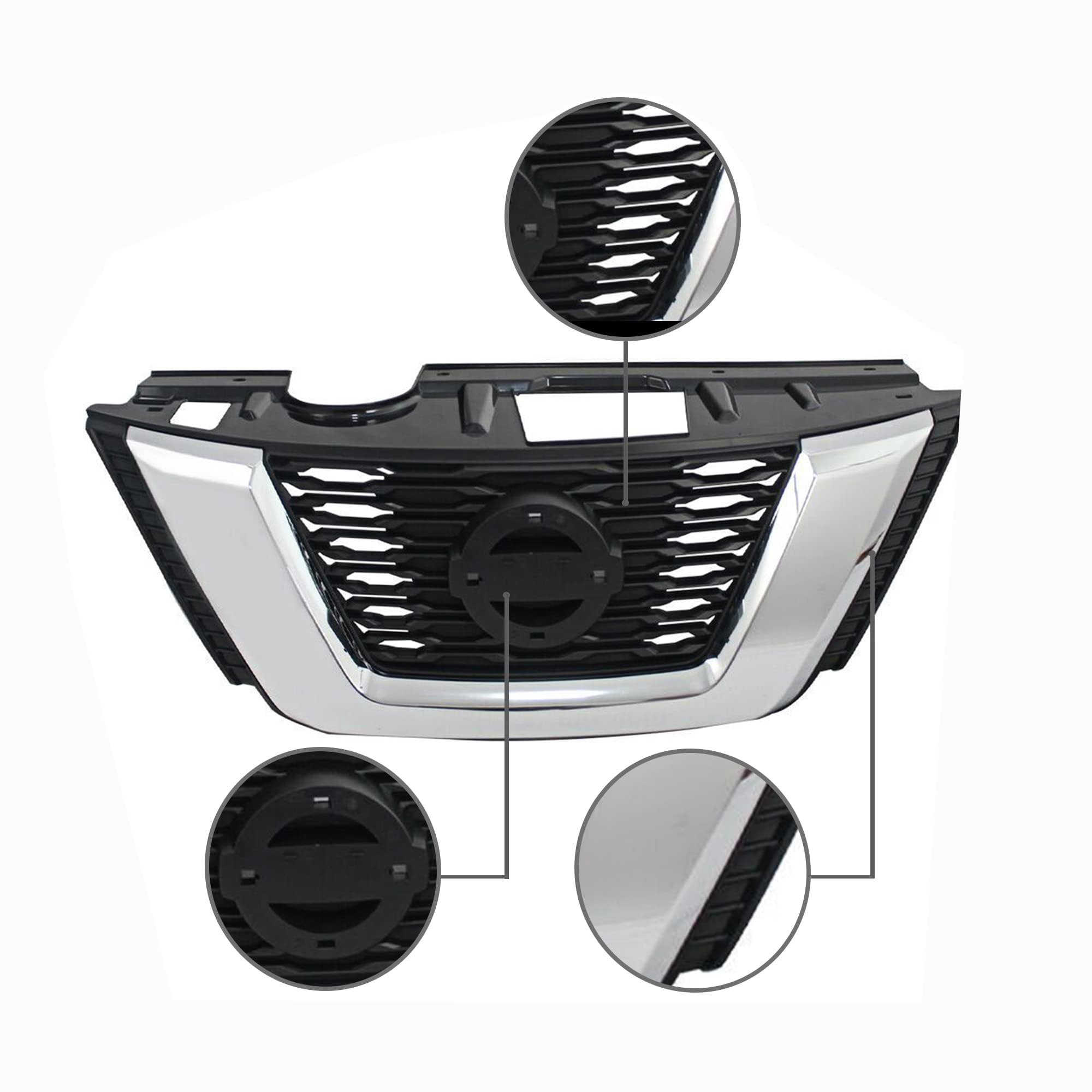 Chrome Front Bumper Grille for 2017-2018 Nissan Rogue - NI1200281 - Perfect Upgrade for Car Exterior & Off-Road Protection