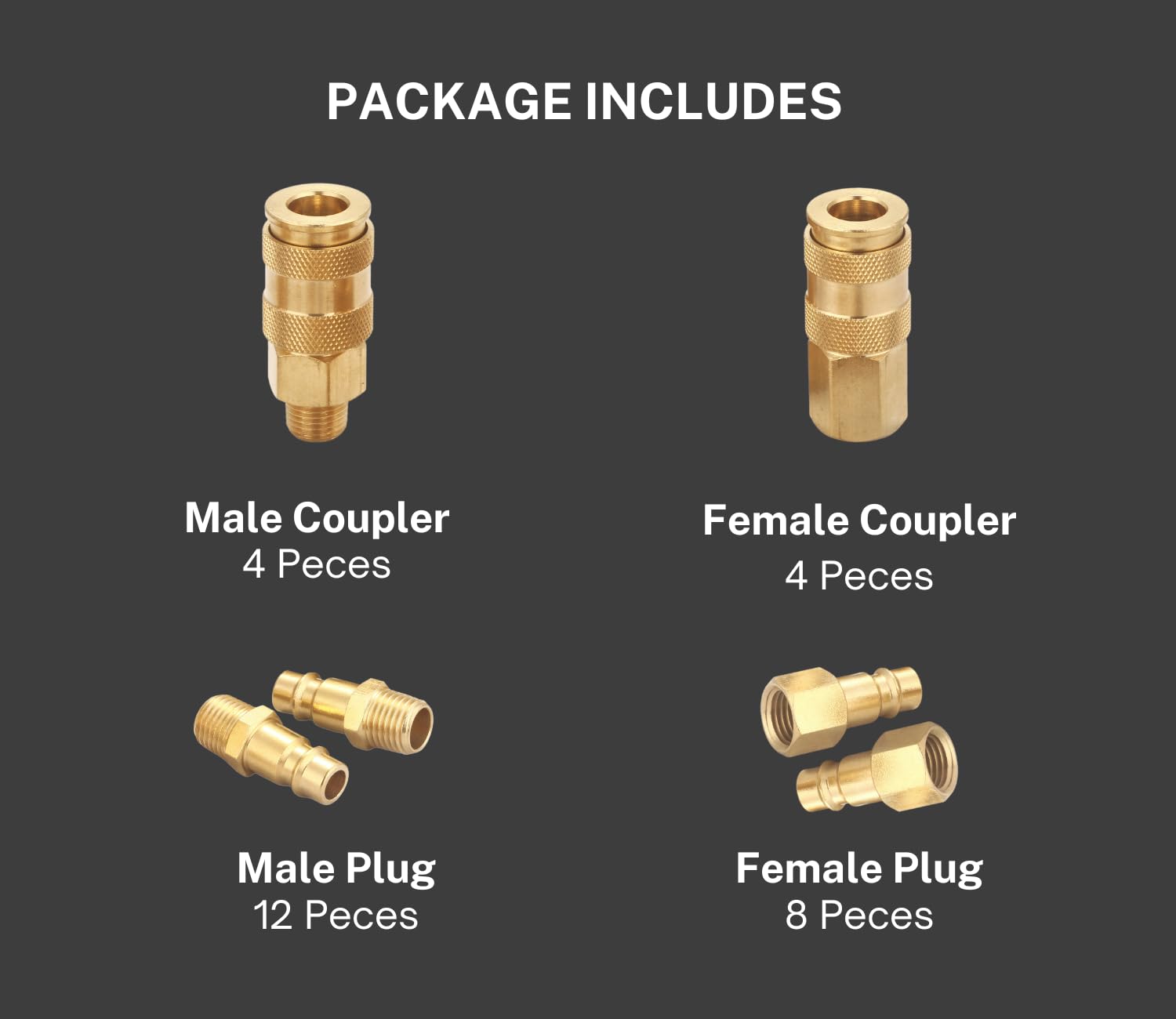 1/4 Inch NPT High Flow Brass Air Coupler and Plug Kit - 28 Piece V Style Quick Connect Adapter for Air Compressor & Hose - Perfect for Pneumatic Tools, Tire Inflation & Industrial Applications