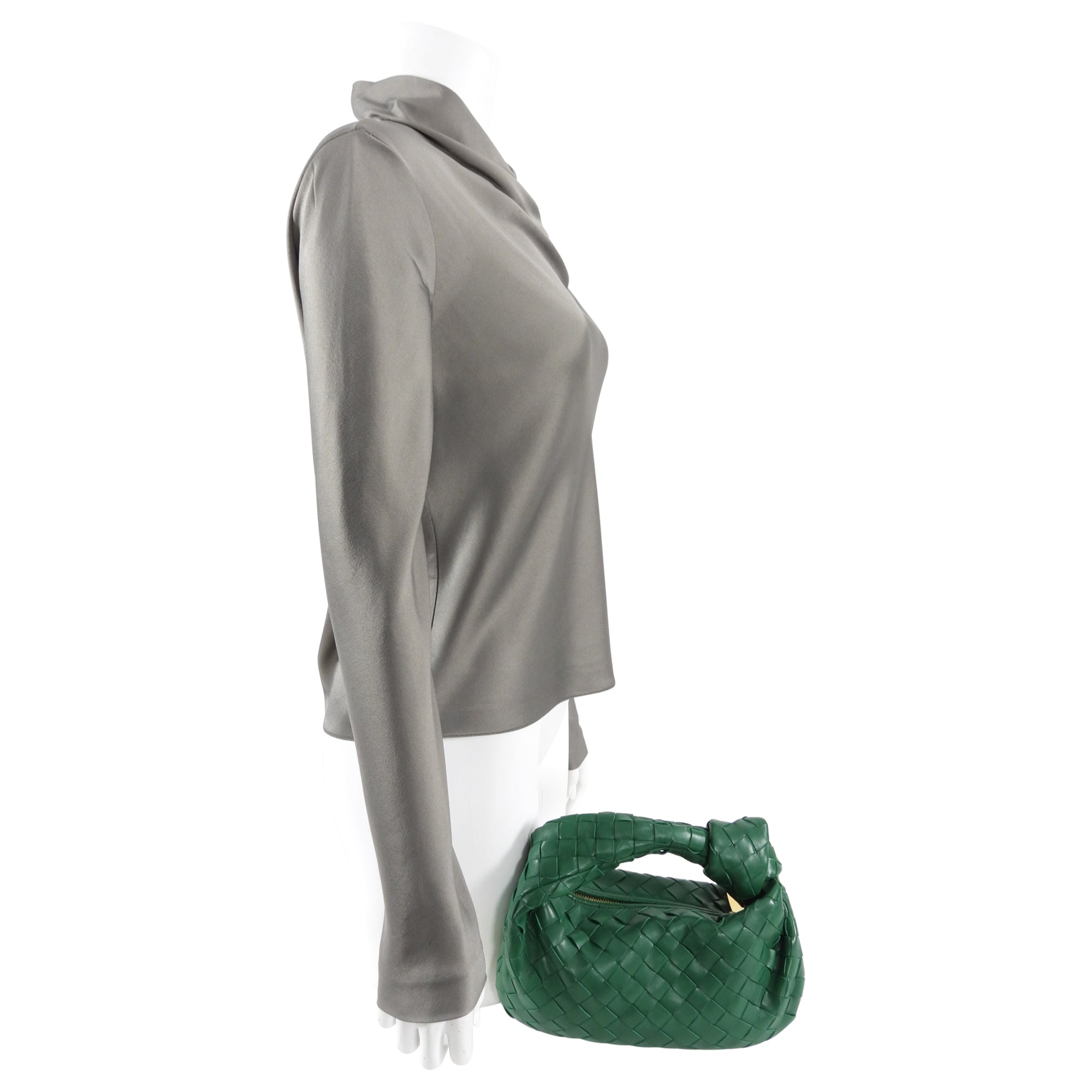 Bottega Veneta Mini Green Jodie Intrecciato Leather Hobo Bag - Luxury Crossbody Purse for Women, Perfect for Date Night & Everyday Use