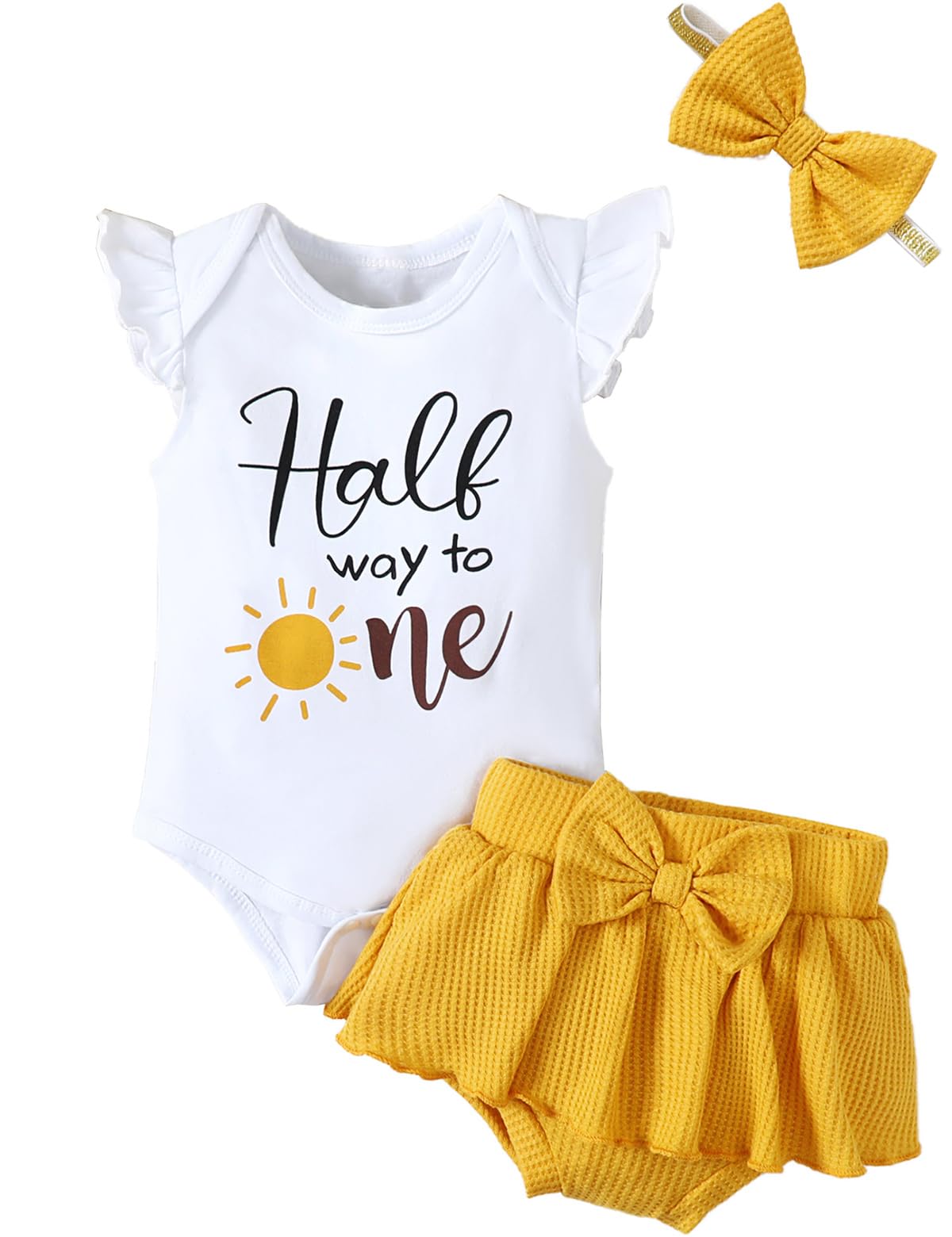 Adorable Baby Girl Half Birthday Outfit - 1/2 Year Bee-Themed Skirt Set for Half Way to One Celebration | Perfect for Photoshoots, Birthday Parties & Special Occasions