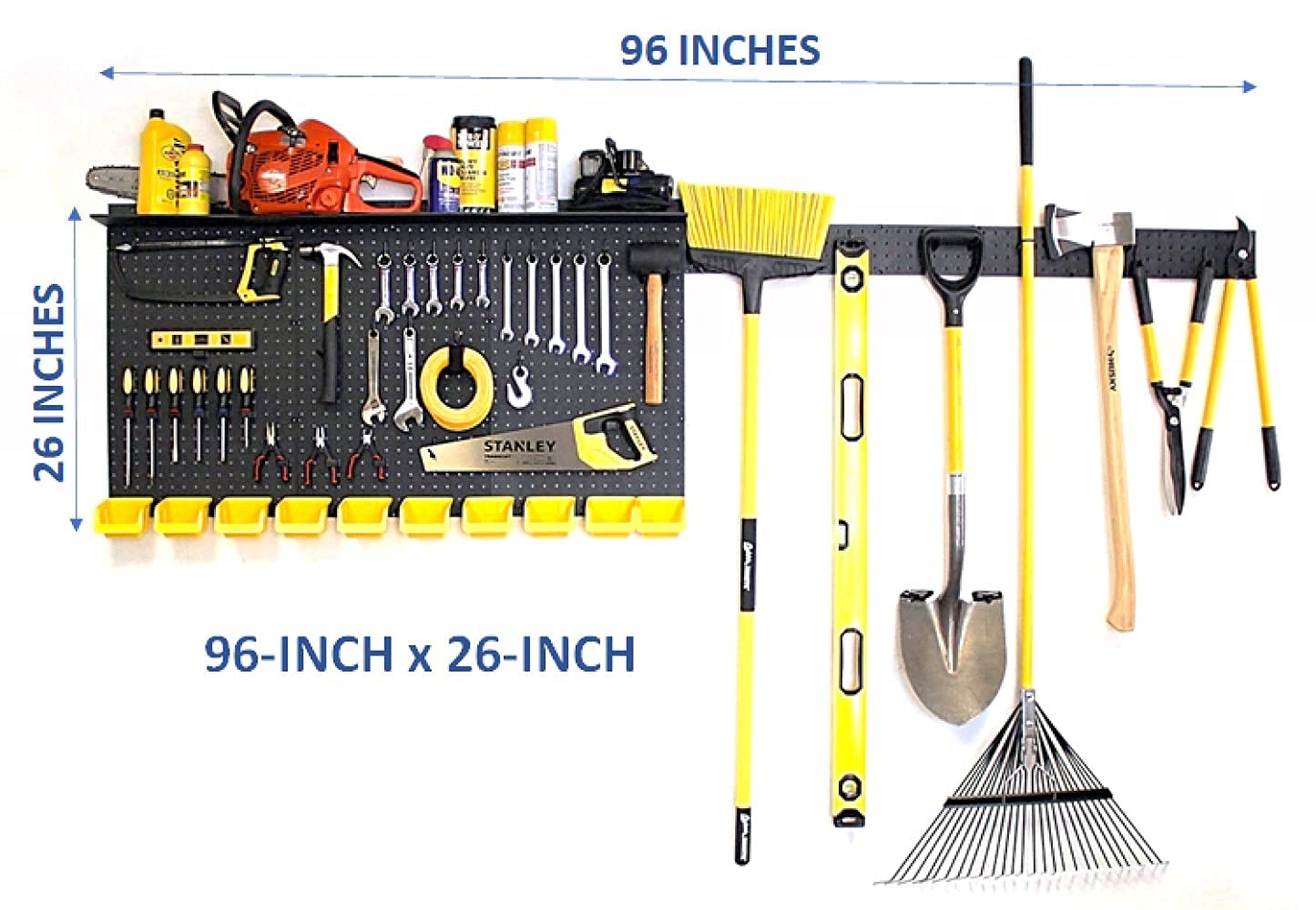 **96-inch WallPeg Pegboard Wall Organizer – Heavy-Duty Garage Tool Storage Panel with Hooks & Accessories | Wall-Mounted Utility Board for Tools, Bins & DIY Organization**    *(Perfect for Garage, Workshop, Shed & Home Storage – Maximize Space & Keep Tools Handy!)*
