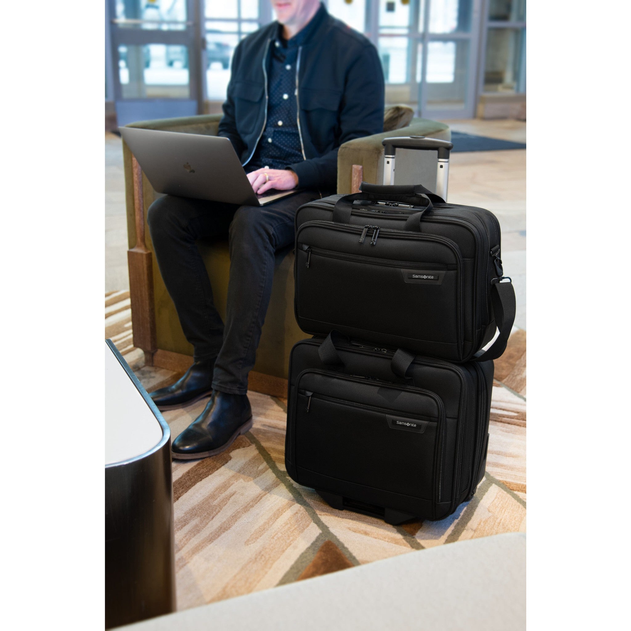 Samsonite Classic Business 2.0 2-Wheel Rolling Laptop Briefcase - Durable Carry-On Luggage for Business Travel & Office Commute