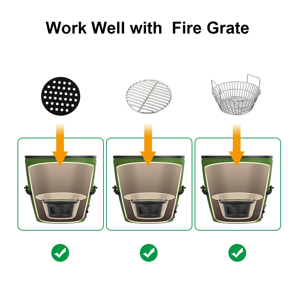 Cast Iron Ash Basket for Big Green Egg, Kamado Joe Classic & Louisiana Grill LG24 - Heavy Duty Charcoal Ash Can for Outdoor Grilling & BBQ Accessories - Perfect for Backyard Cookouts, Camping & Patio Parties