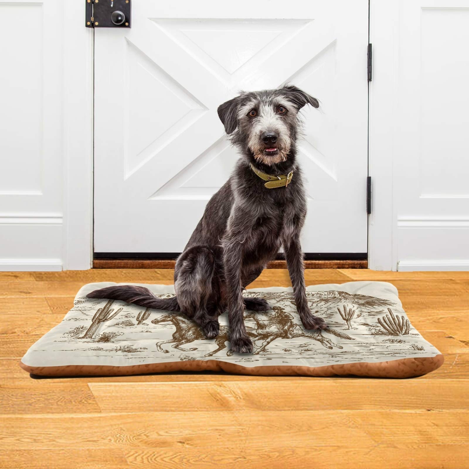 American West Cowboy Style Pet Bed - Ultra Soft Rectangle Dog & Cat Bed for Small, Medium & Large Pets, 36x24 Inch - Perfect for Living Room, Bedroom & Kennel Comfort