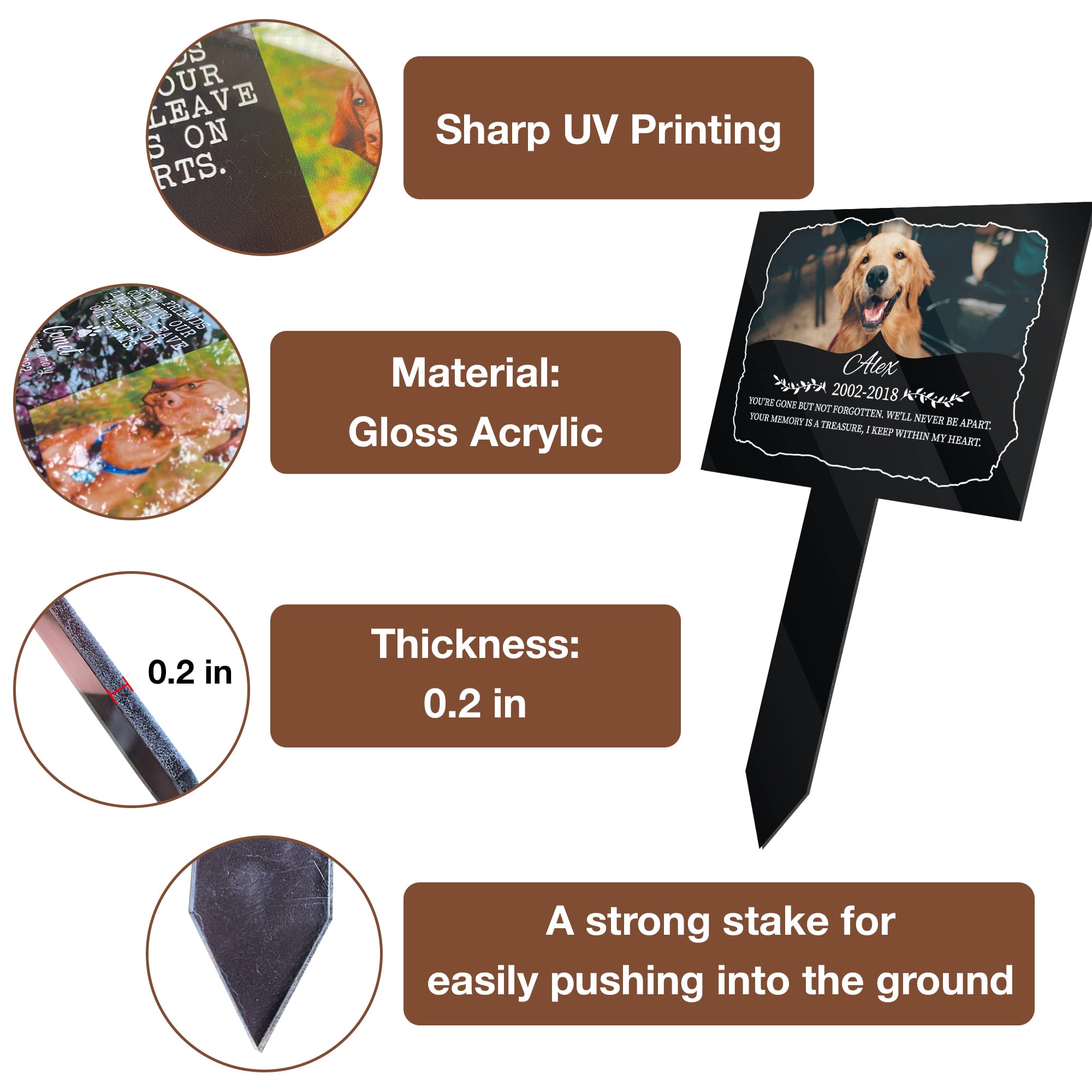 Personalized Dog Memorial Plaque - Garden Pet Grave Marker with Photo & Quote for Pet Loss Gifts