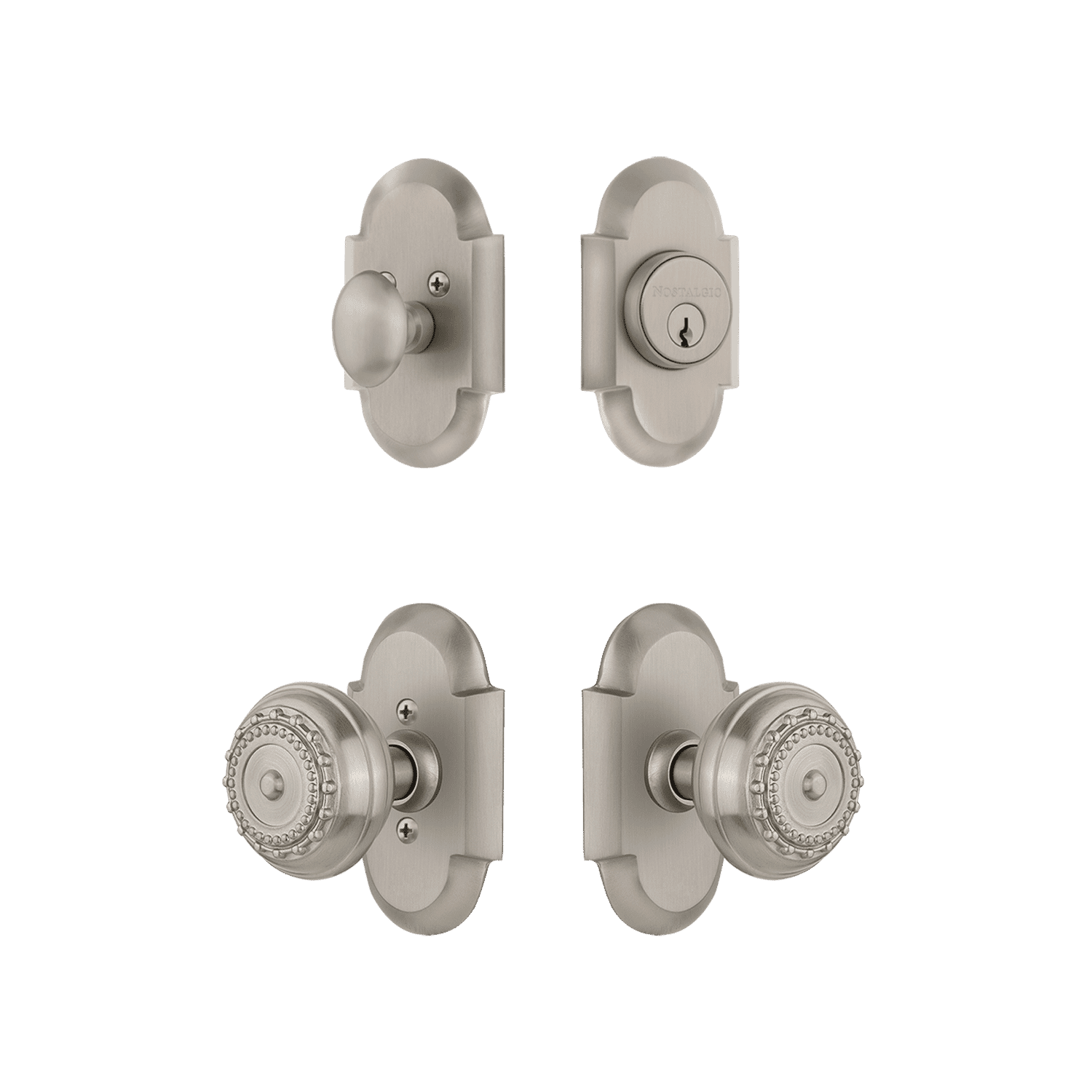 Cottage Style Entry Door Set with Meadows Knob in Satin Nickel Finish - Perfect for Farmhouse, Rustic & Traditional Home Exteriors
