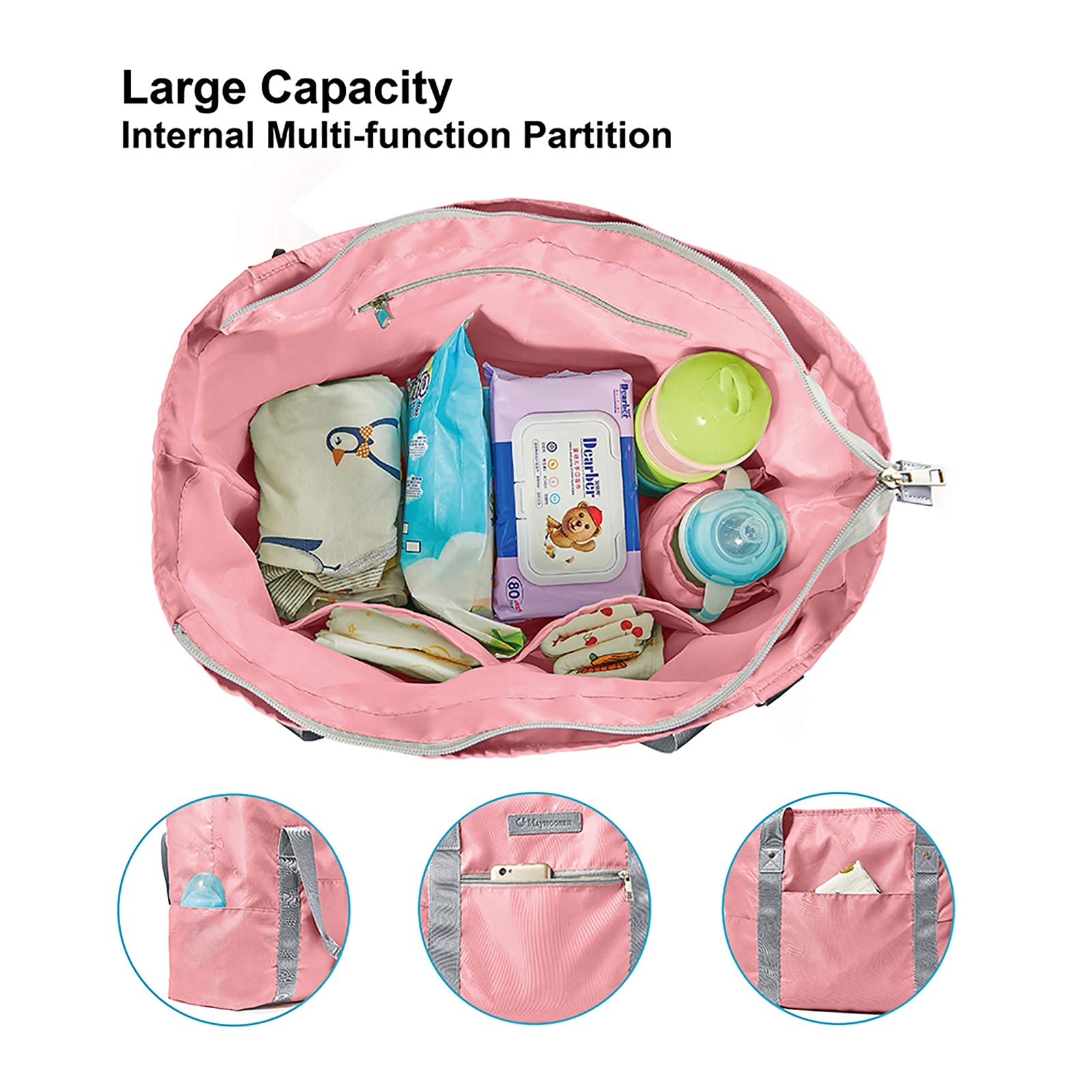 **Waterproof Baby Diaper Bag for Moms - Large Travel Tote with Multiple Pockets, Insulated Bottle Holder & Changing Pad | Perfect for Daycare, Outings & Travel**
