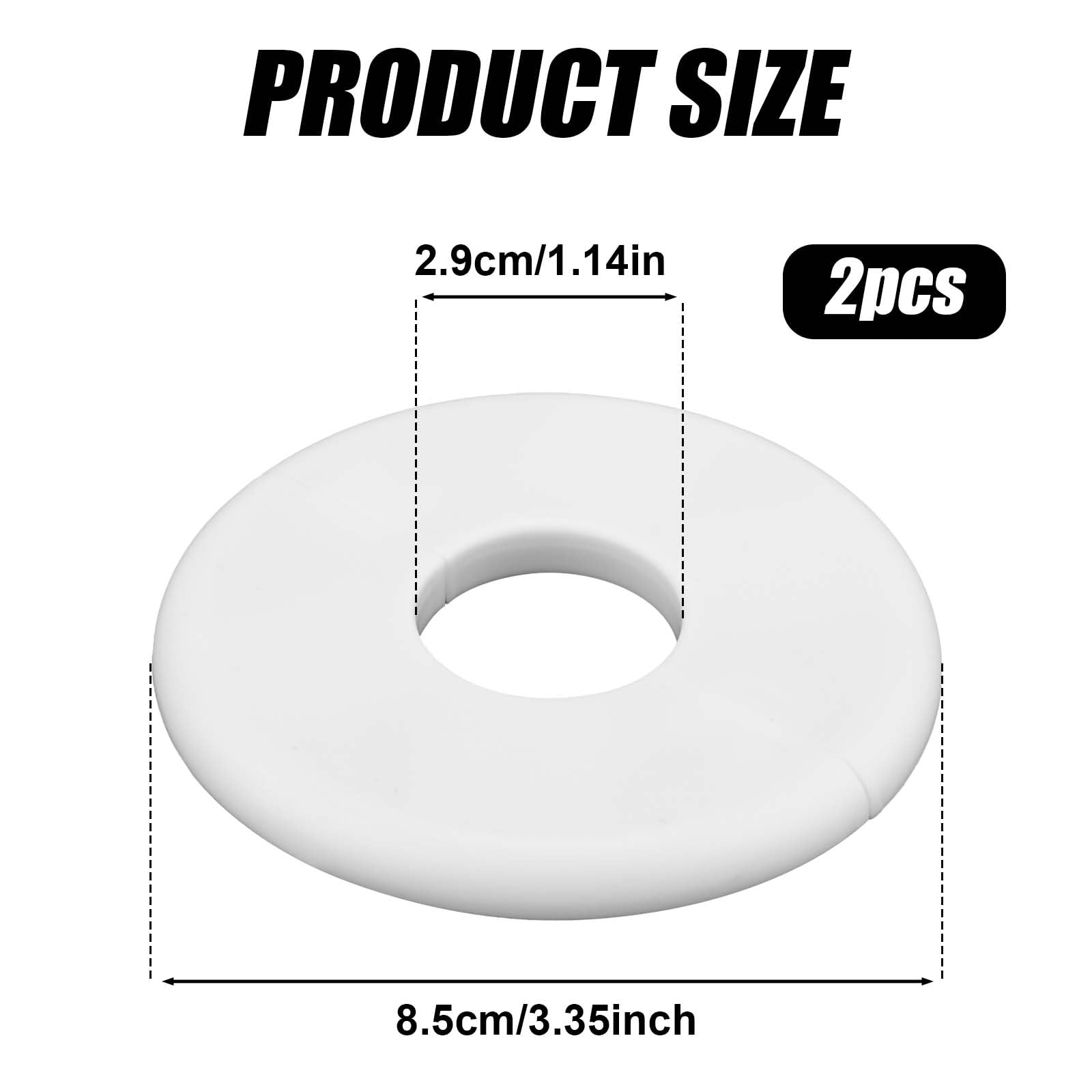 2-Pack 29mm Round Wall Split Flange - ABS Self-Adhesive Faucet Escutcheon Plate with Buckle Design - White Plumbing Cover for Bathroom, Kitchen & Toilet Pipes - Perfect for Leak Protection & Pipe Decoration