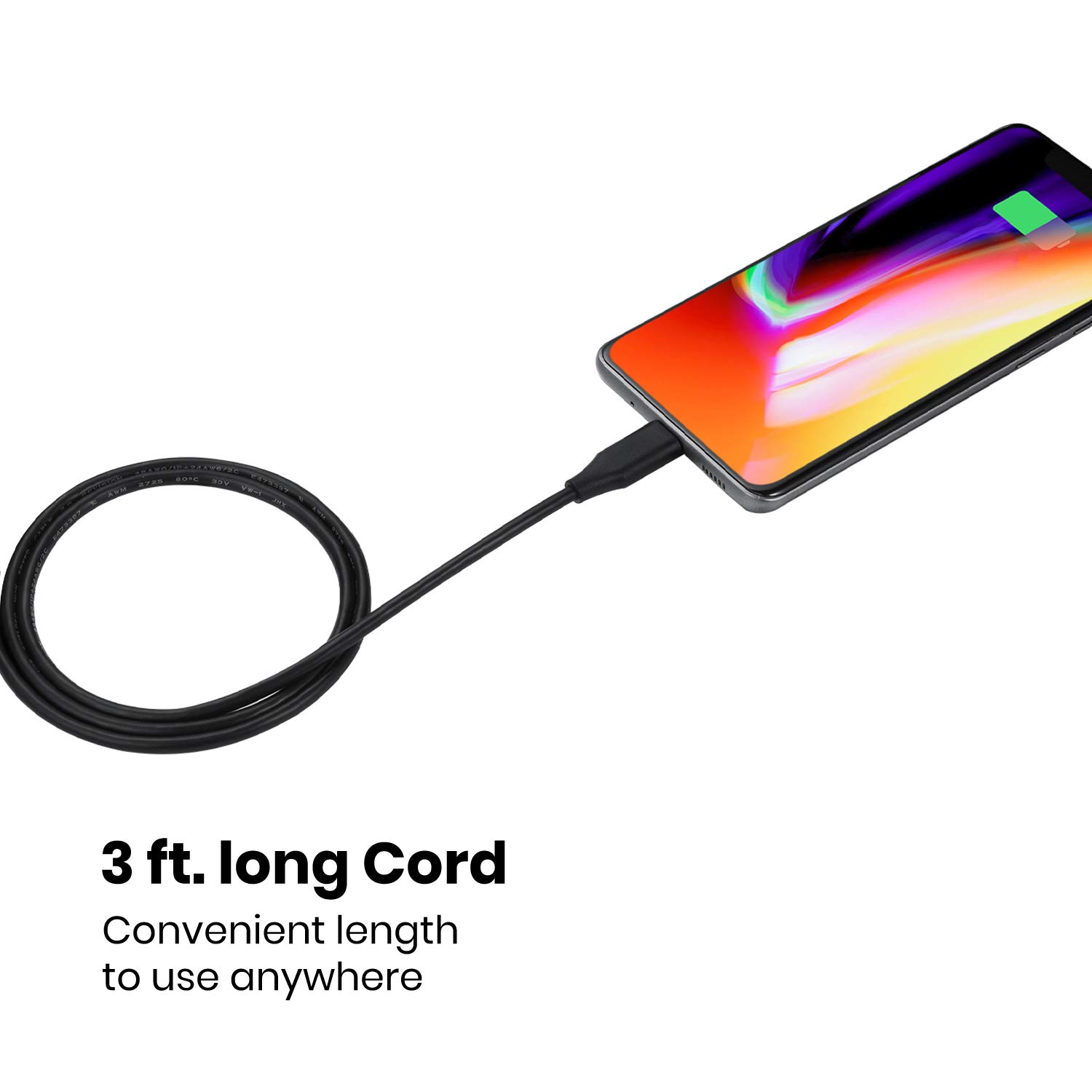 Perixx USB C to USB A Cable 3ft - Fast Charging for Smartphones, Tablets & Laptops - Home & Office Use