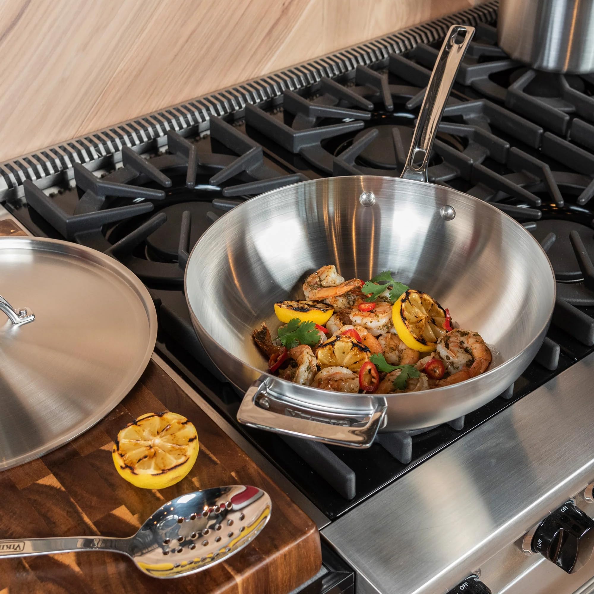 Viking 5-Ply Professional Chef Pan - 12 Inch Stainless Steel Saute & Frying Pan with Lid - Oven & Dishwasher Safe - Induction Compatible - Perfect for Searing, Stir-Frying & Braising - Ideal for Home Chefs & Professional Kitchens